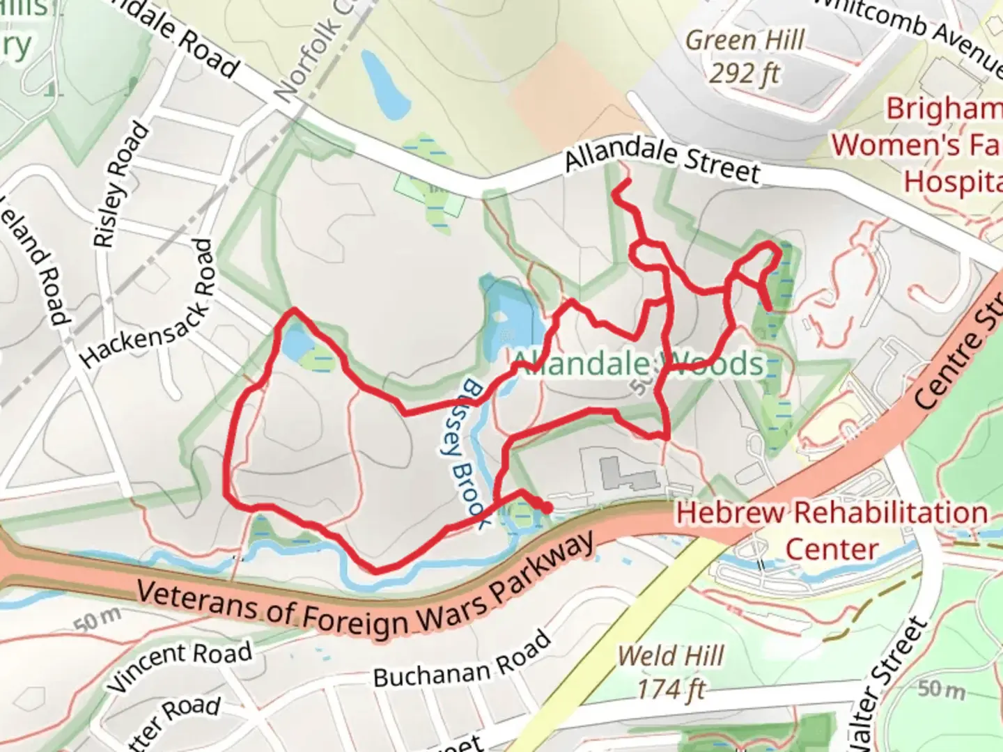 An image depicting the trail Allandale Woods Iii Loop and its surrounding area.