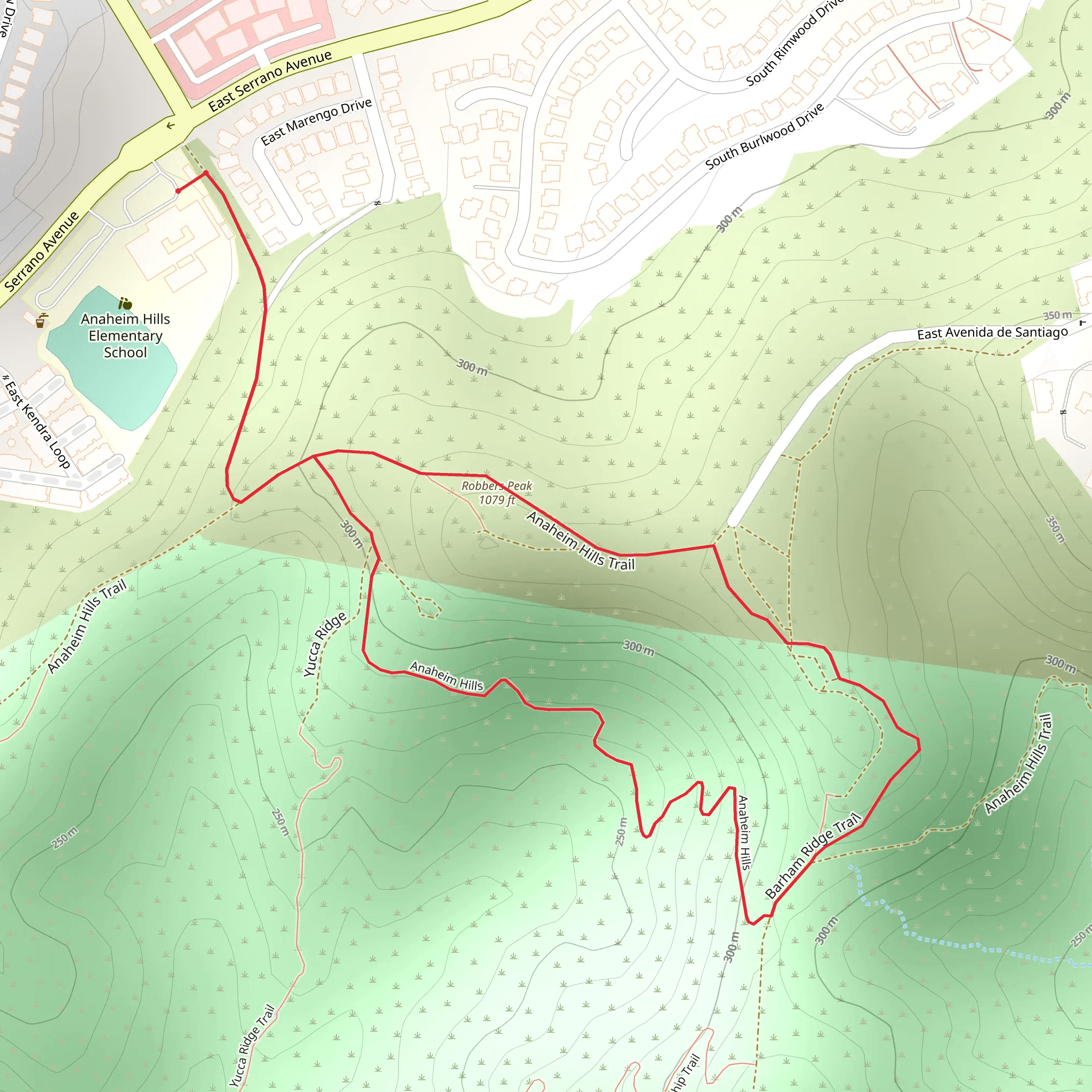 Robbers Peak - Anaheim Hills Loop Trail mobile static map