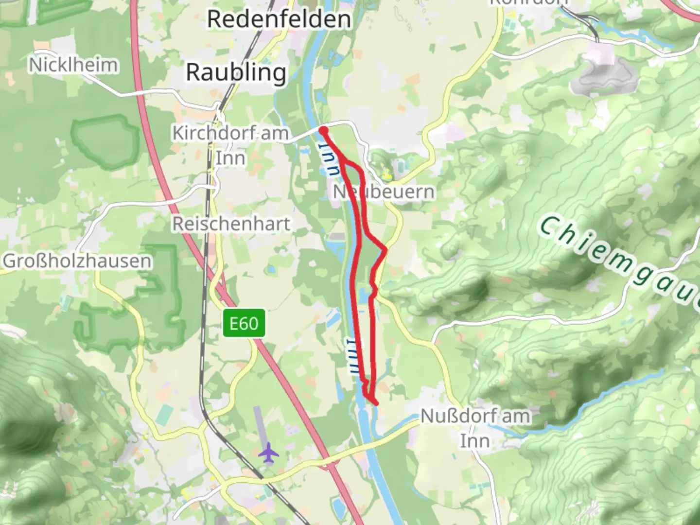 An image depicting the trail Altwasser via Seilenau and its surrounding area.