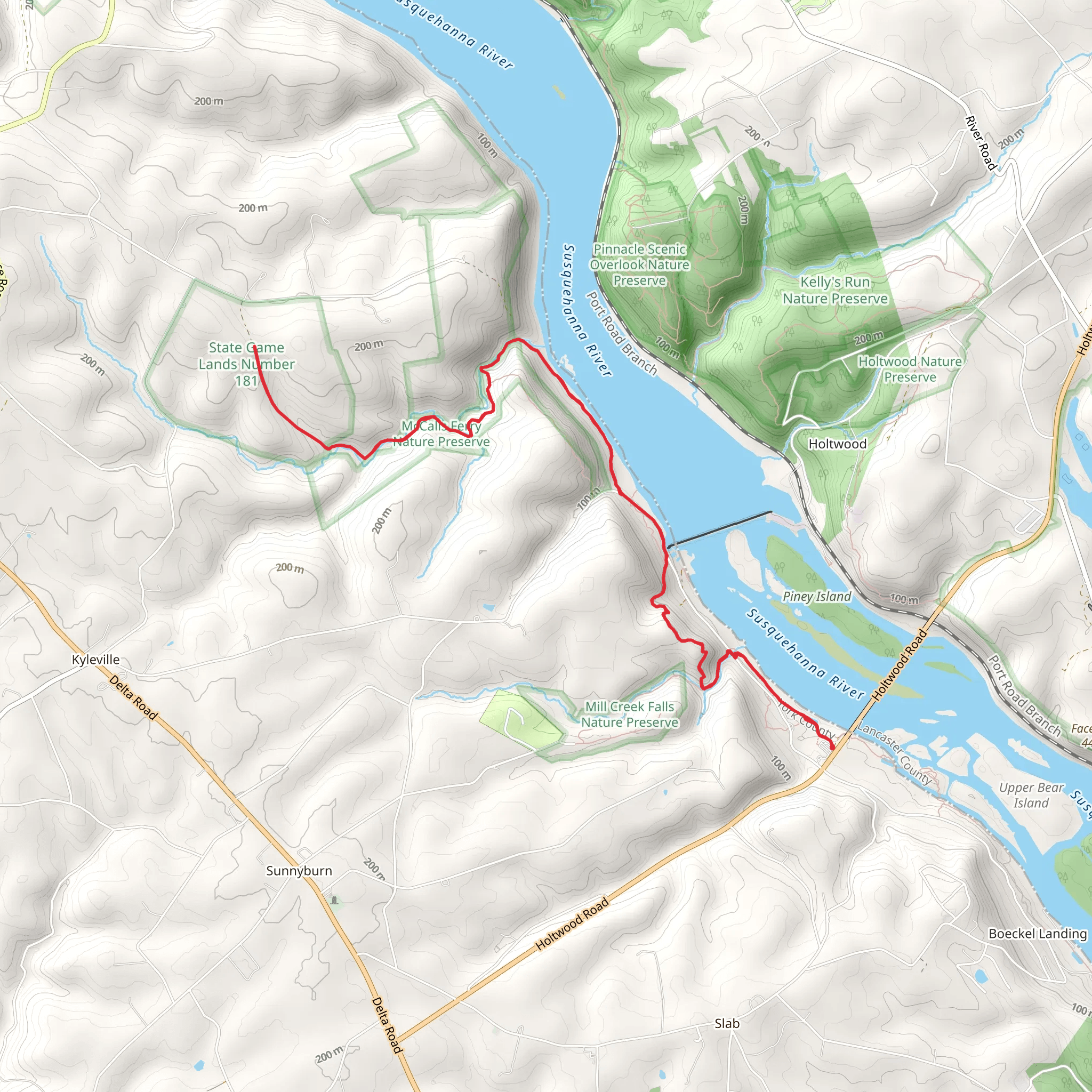 Susquehanna River and Mason-Dixon Trail mobile static map