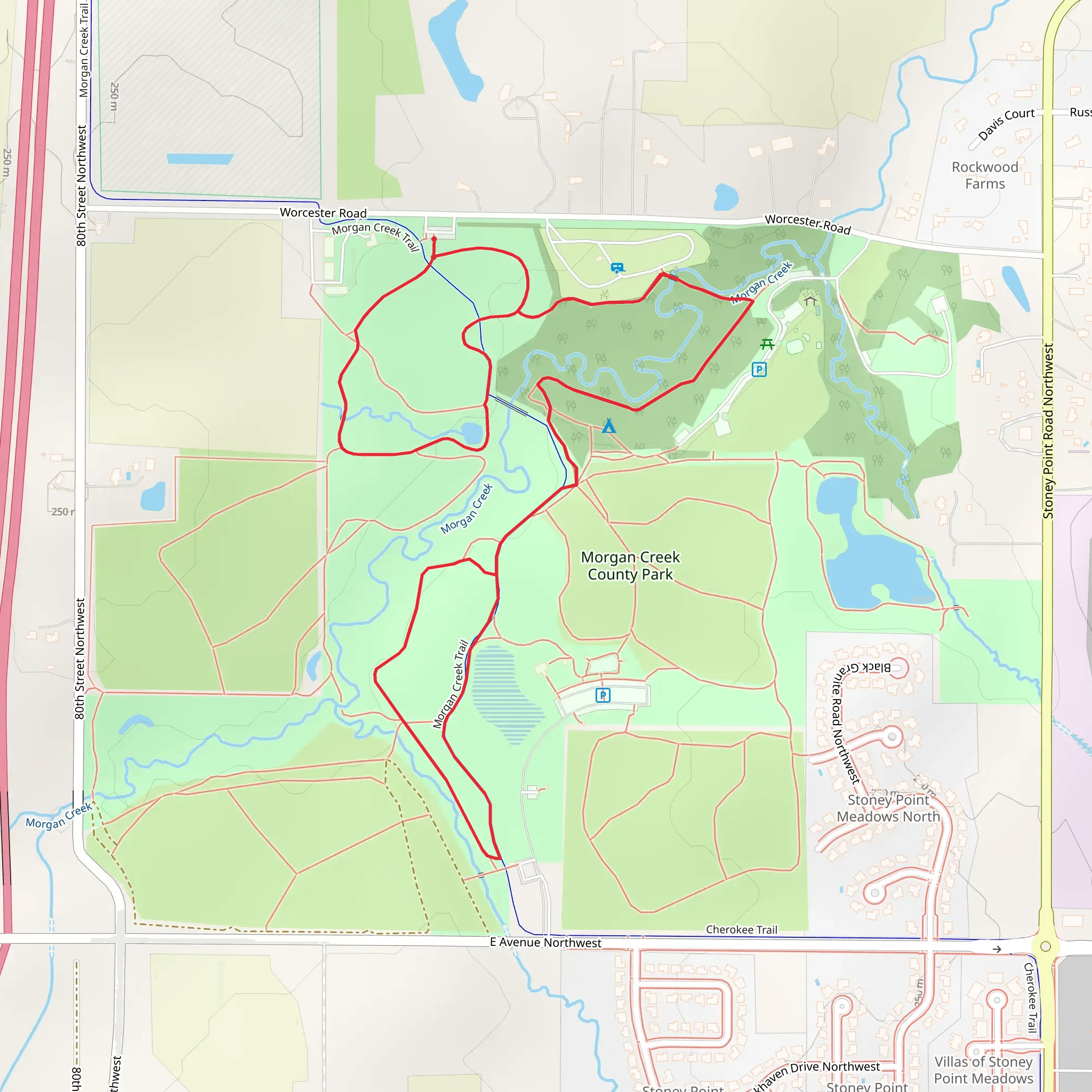 Morgan Creek County Park Loop mobile static map