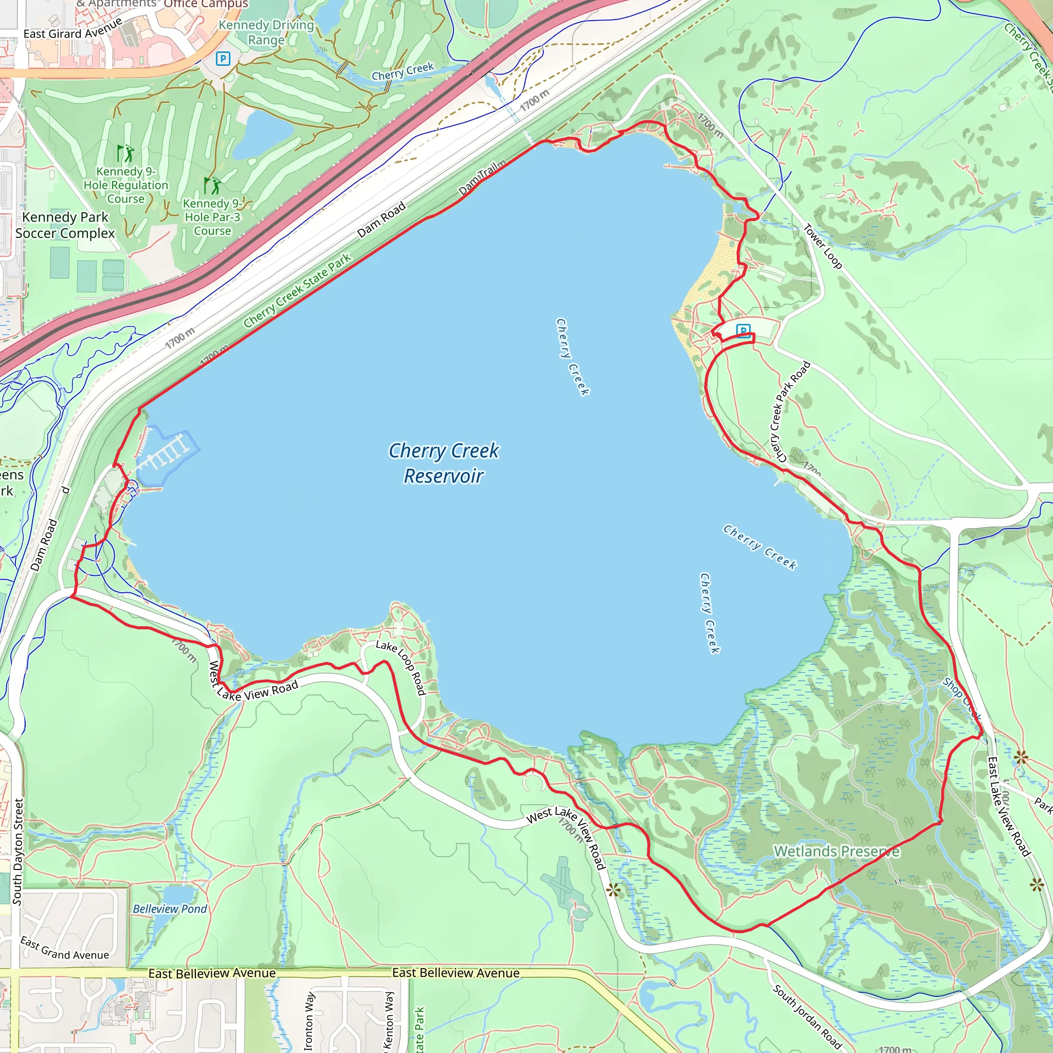 Cherry Creek Reservoir Loop mobile static map