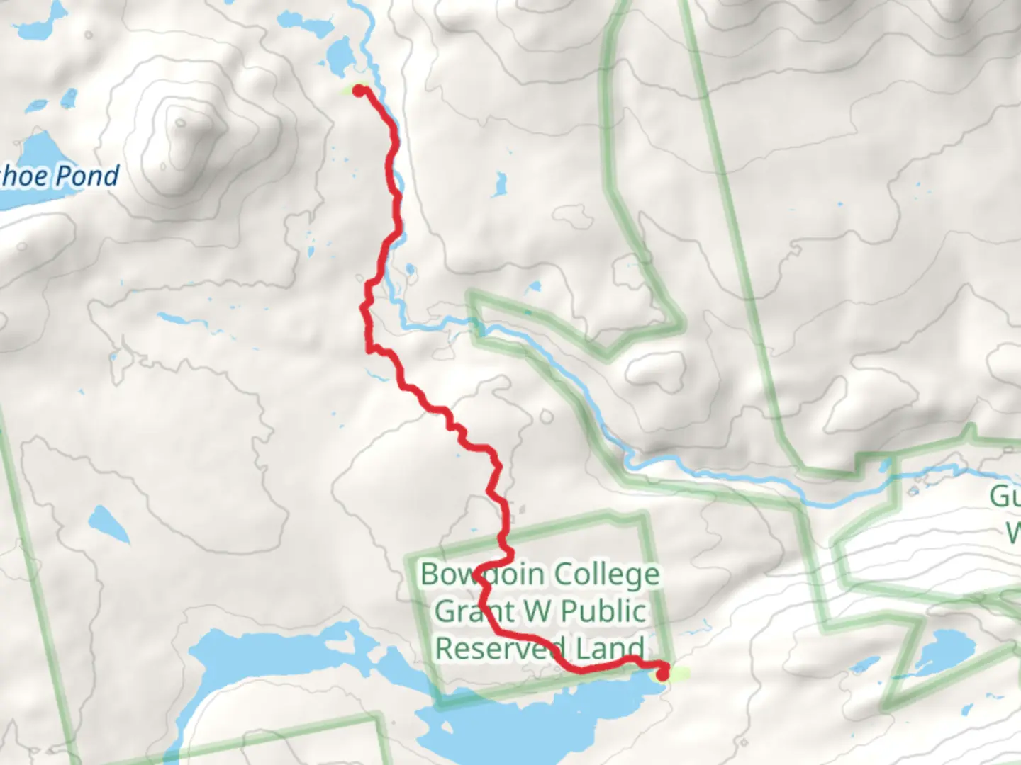 An image depicting the trail Little Lyford Ponds to Long Pond via Lodge to Lodge Trail and its surrounding area.