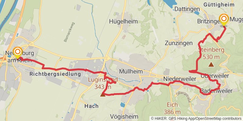 Zähringer-Wanderweg stage 1 Map