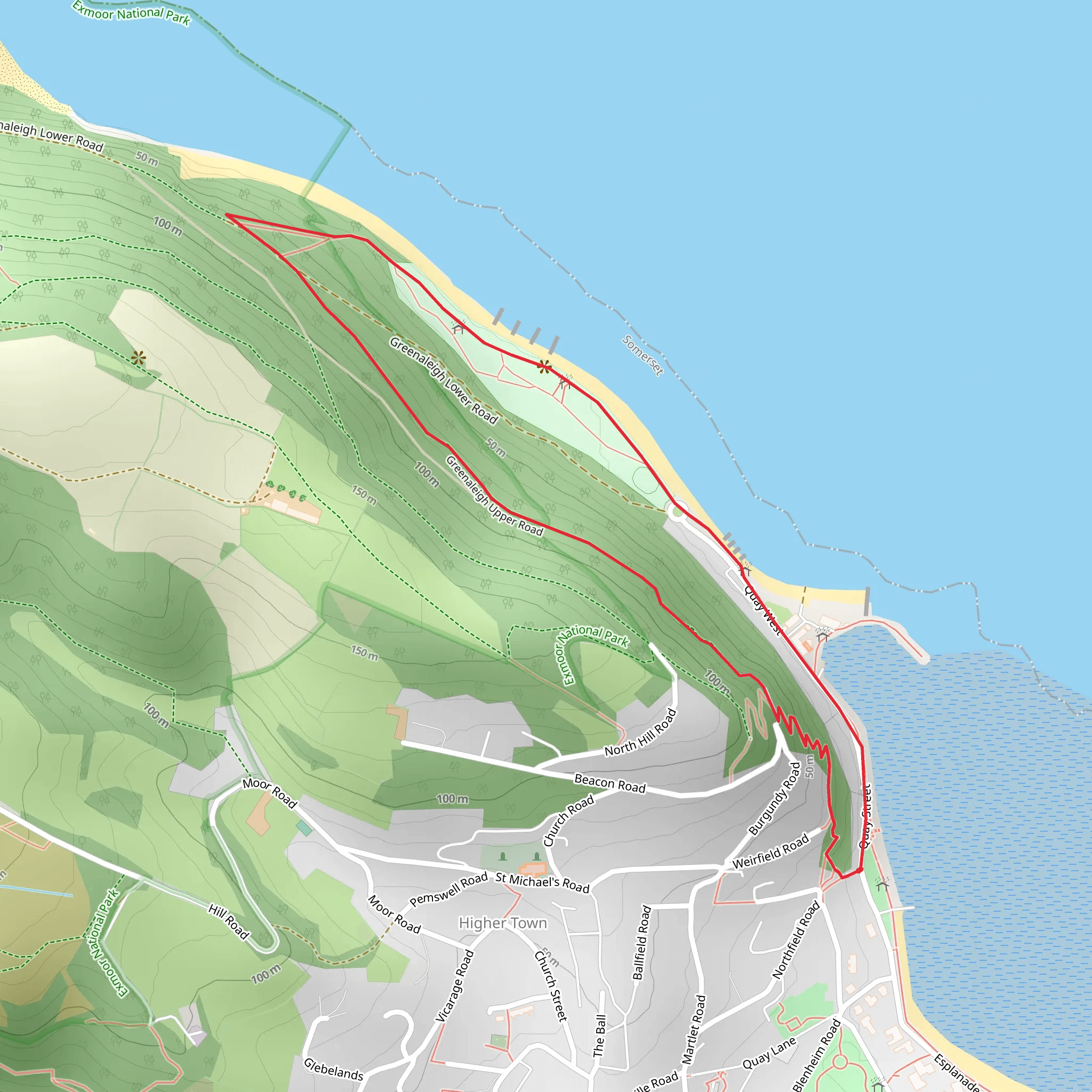 Minehead YHA - Culver Cliff Woodland Walk mobile static map