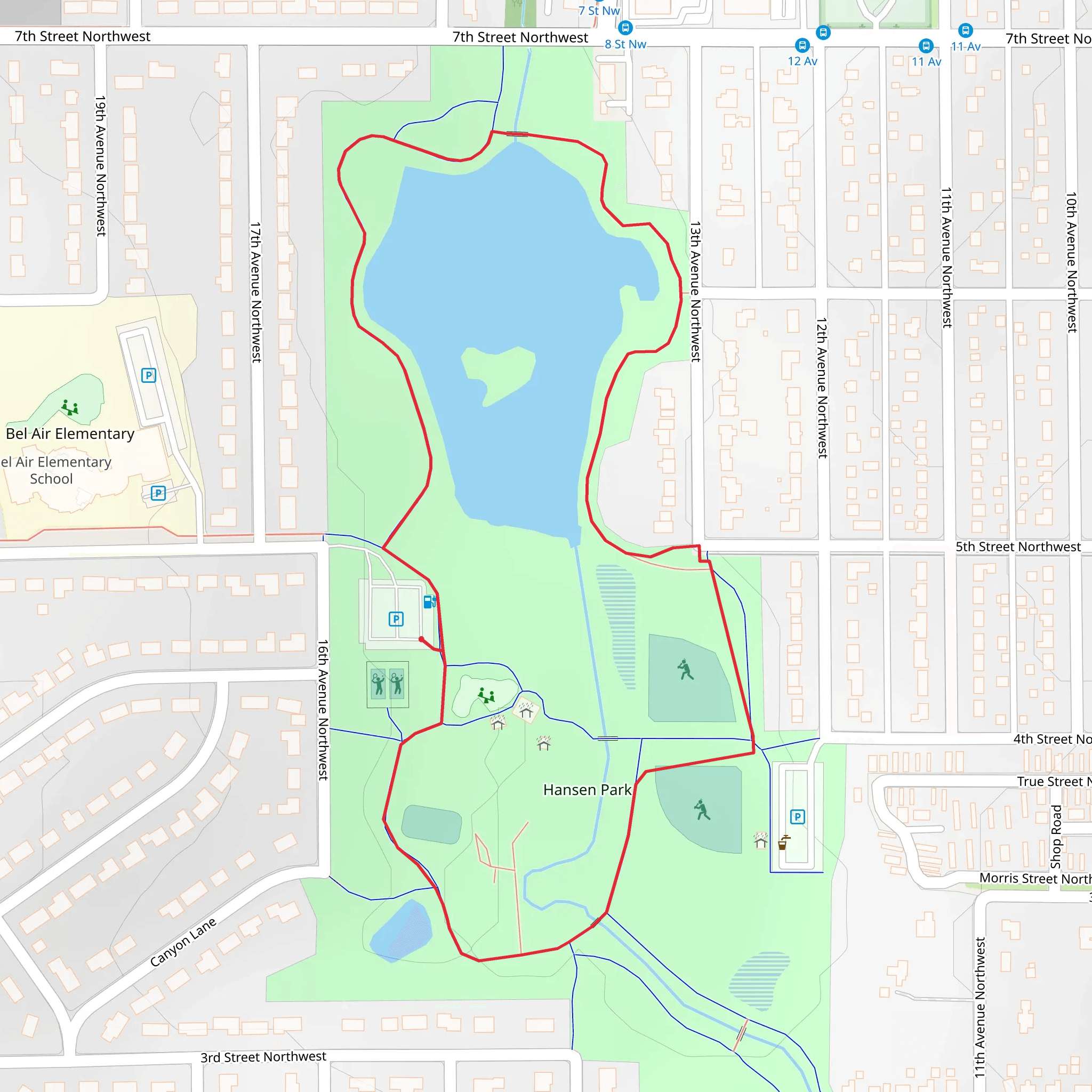 Hansen Park Loop mobile static map
