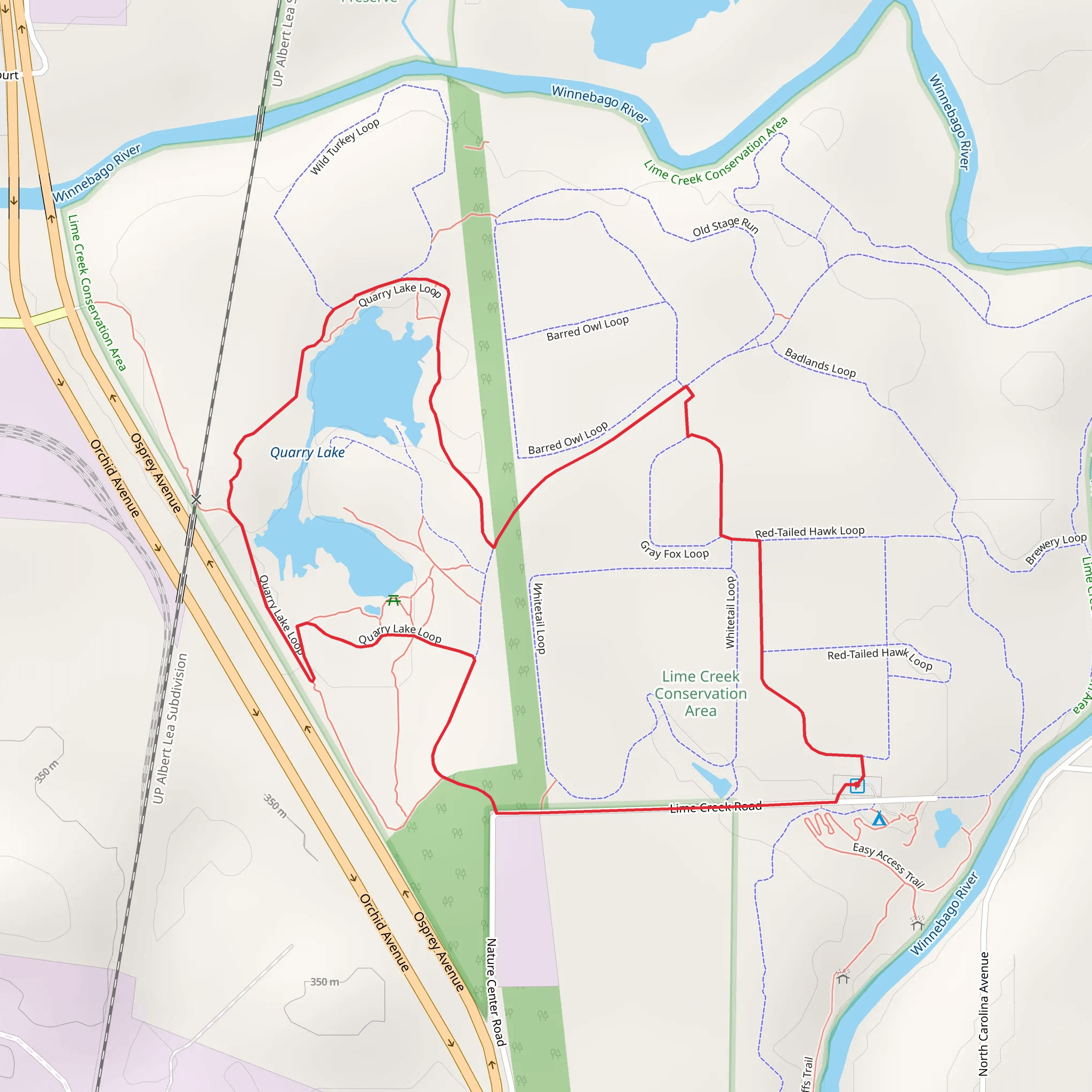 Red-Tailed Hawk and Quarry Lake Loop mobile static map