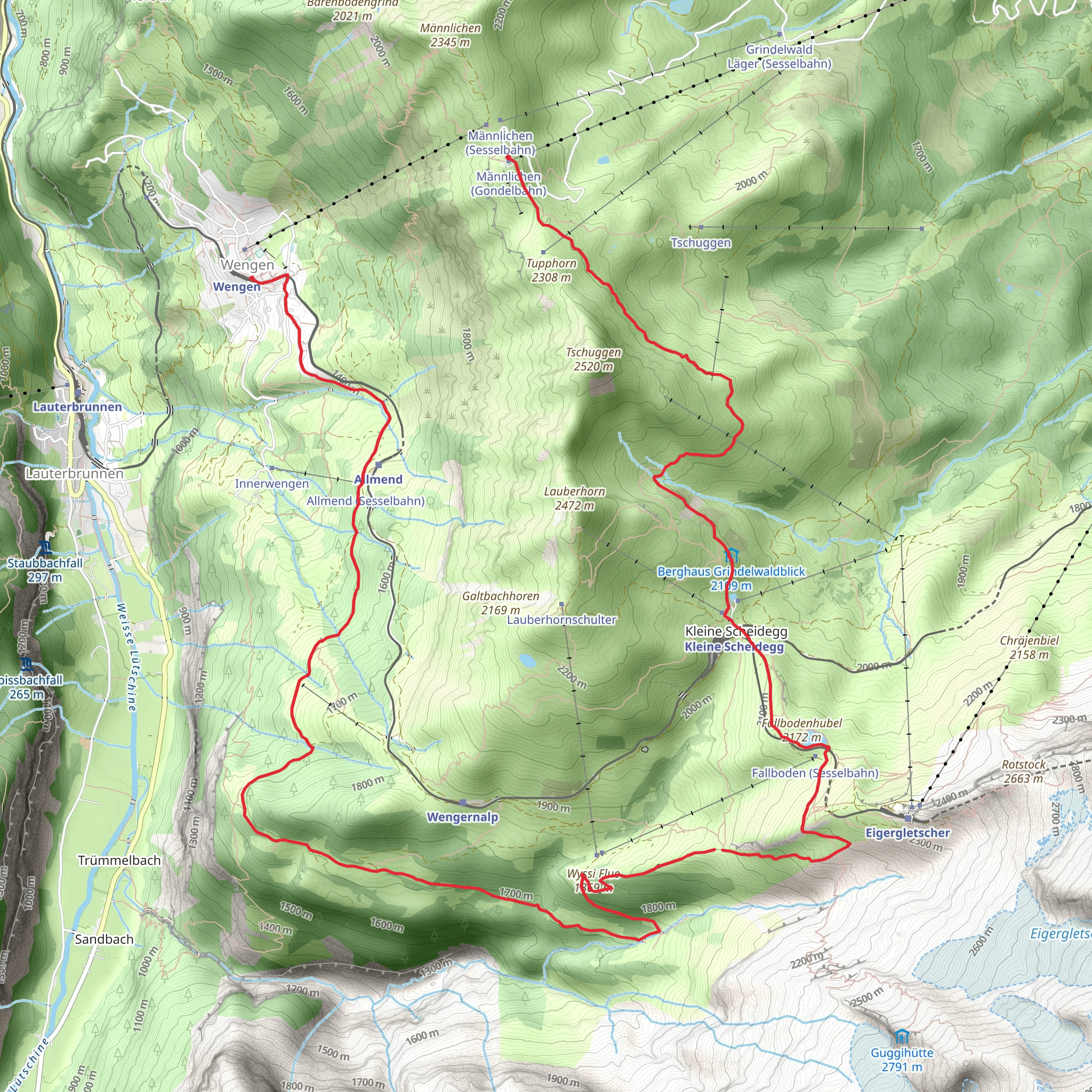 Mannlichen to Wengen mobile static map