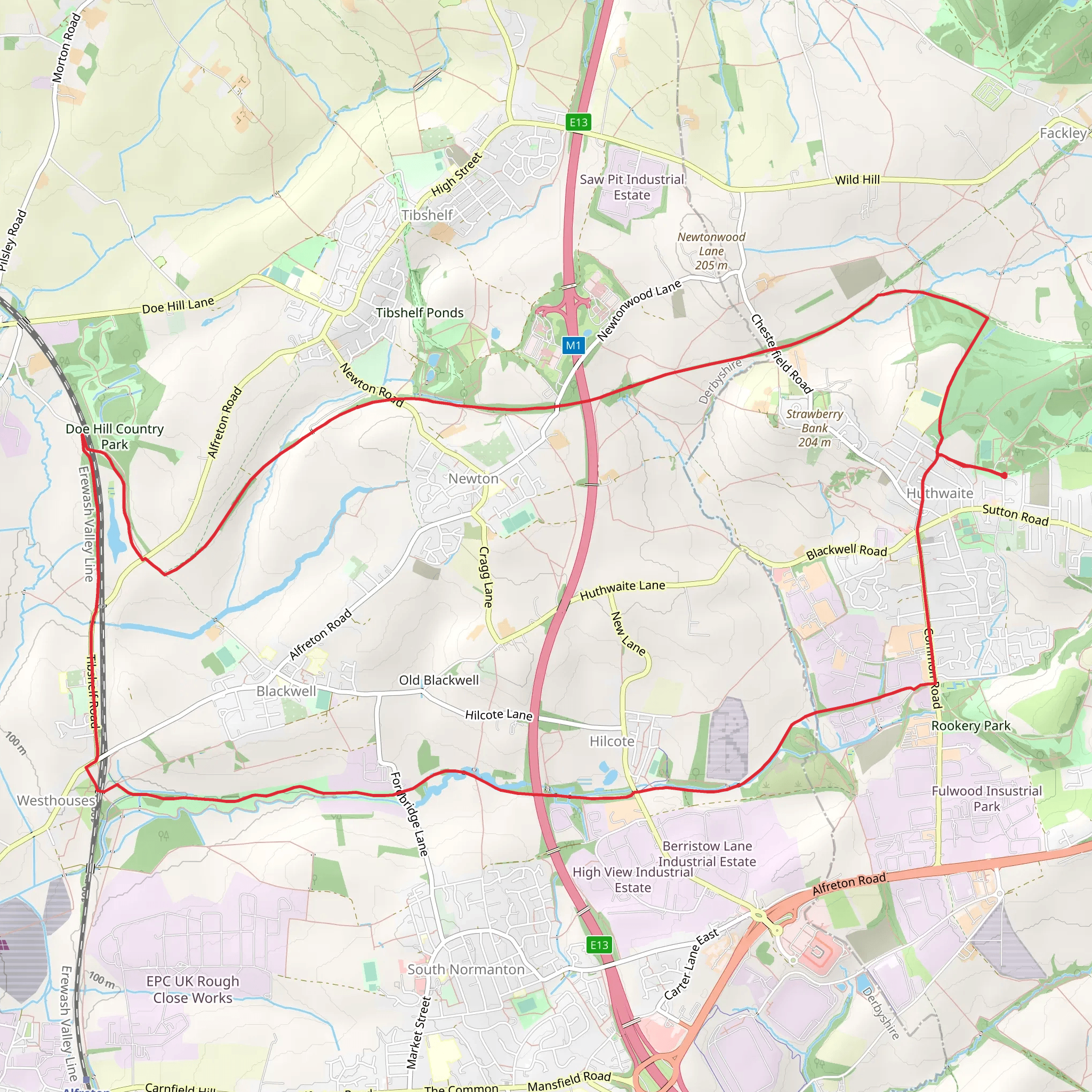Huthwaite Loop Walk mobile static map