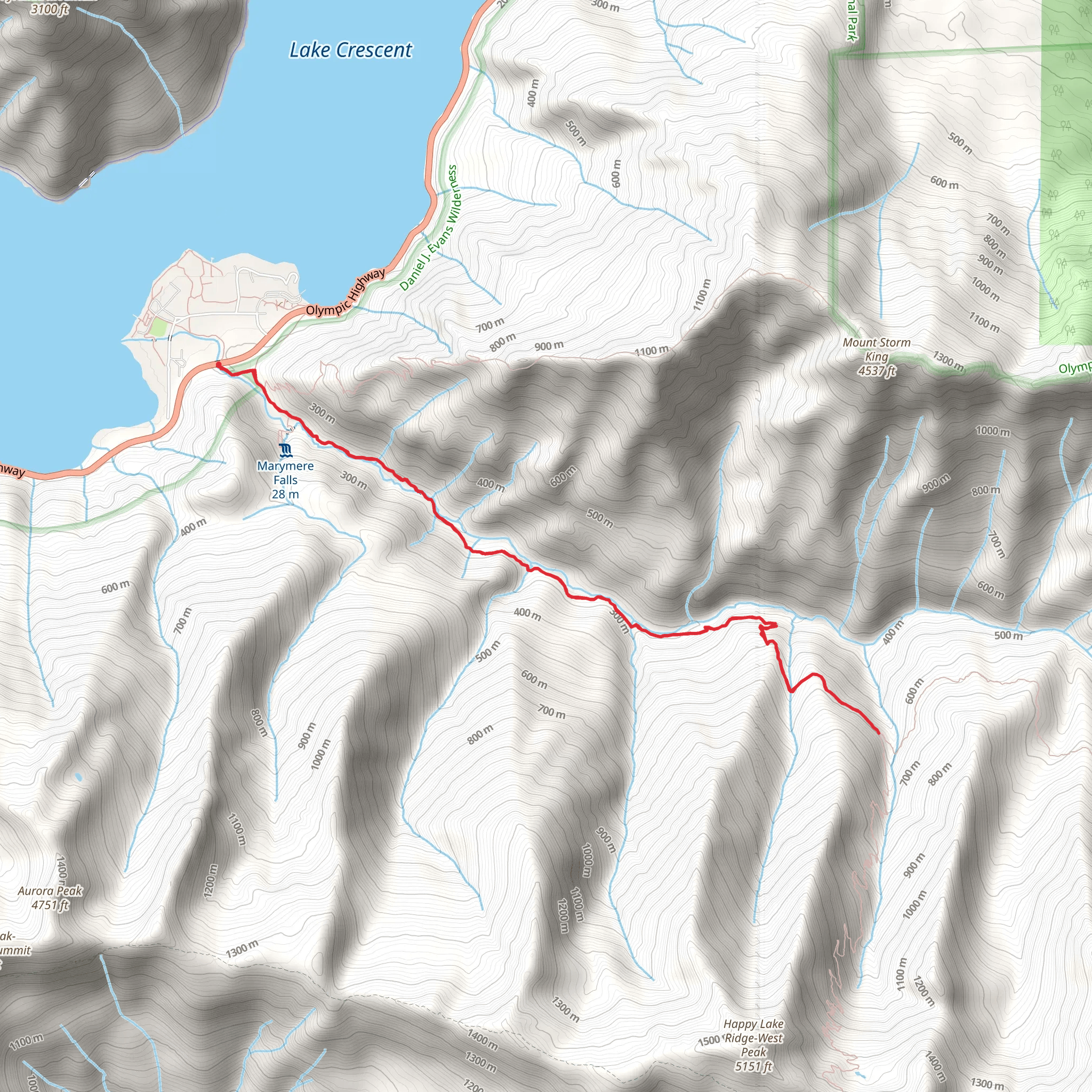 Barnes Creek via Marymere Falls Nature Trail mobile static map