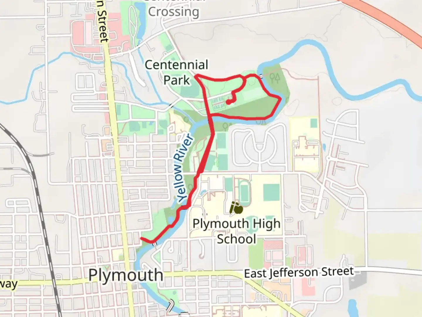 An image depicting the trail Centennial Park and its surrounding area.