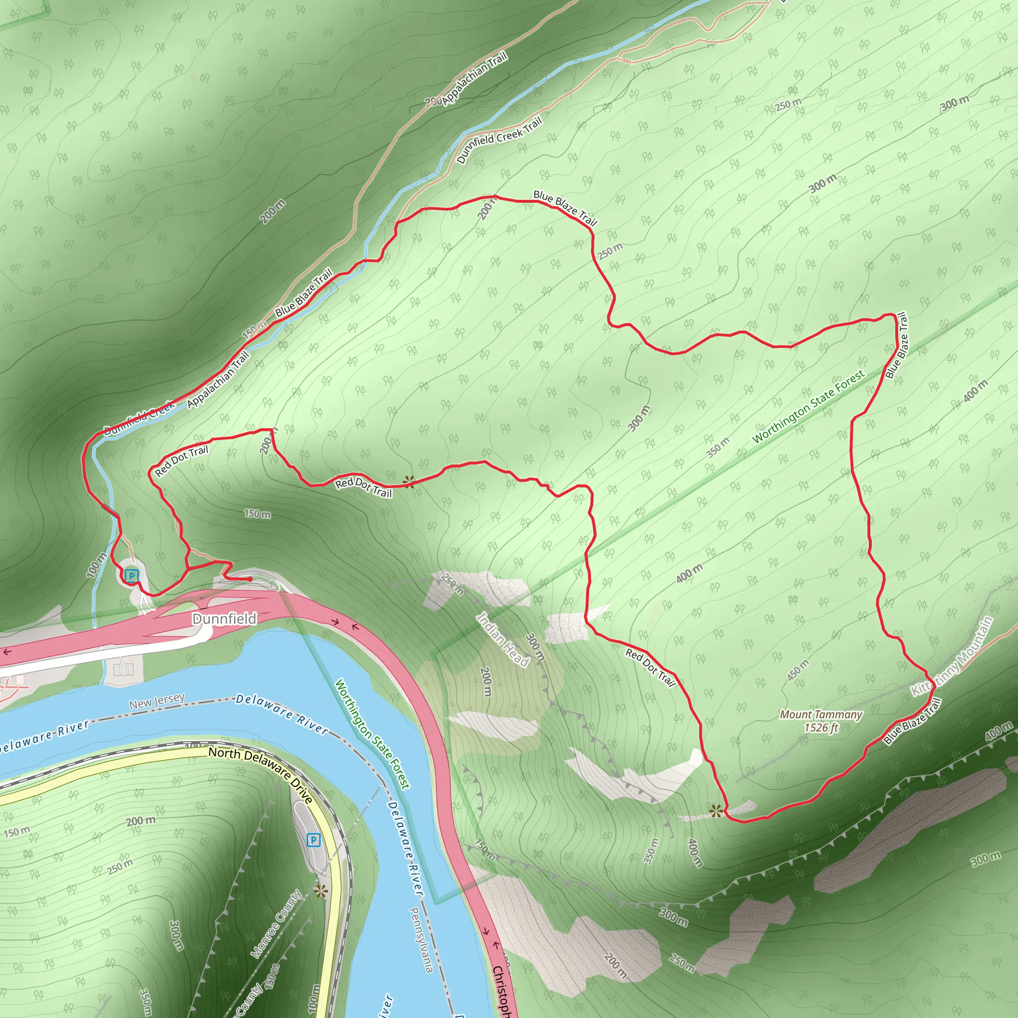 Mount Tammany Loop mobile static map