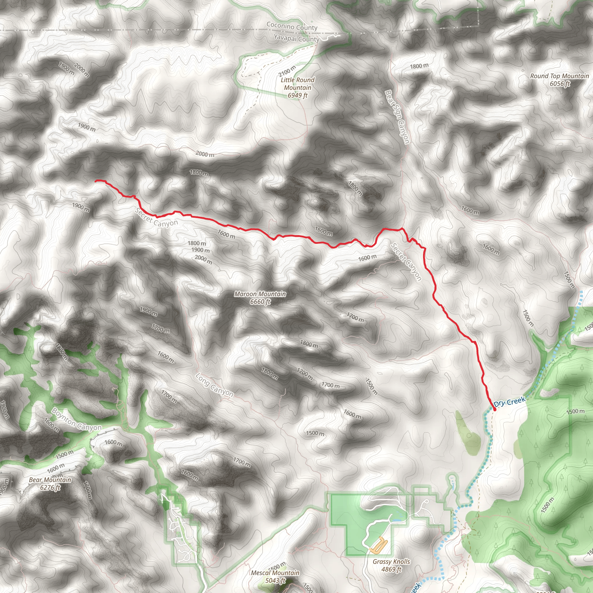 Secret Canyon Trail mobile static map