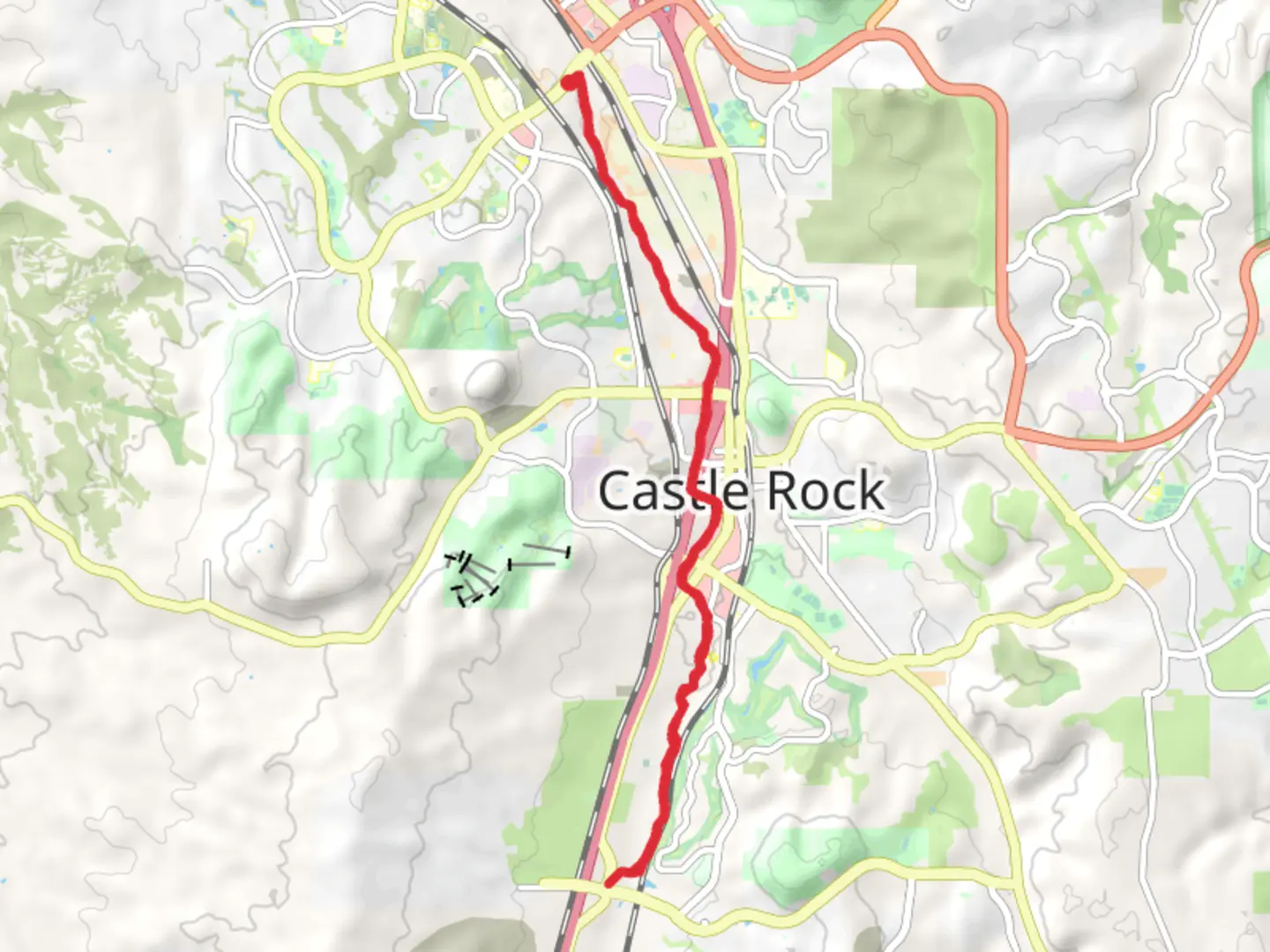 An image depicting the trail East Plum Creek Trail and its surrounding area.