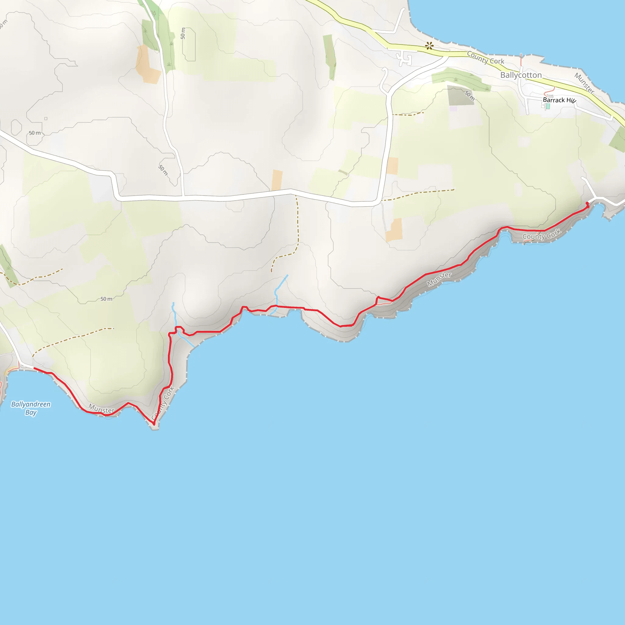 Ballycotton Cliffs mobile static map