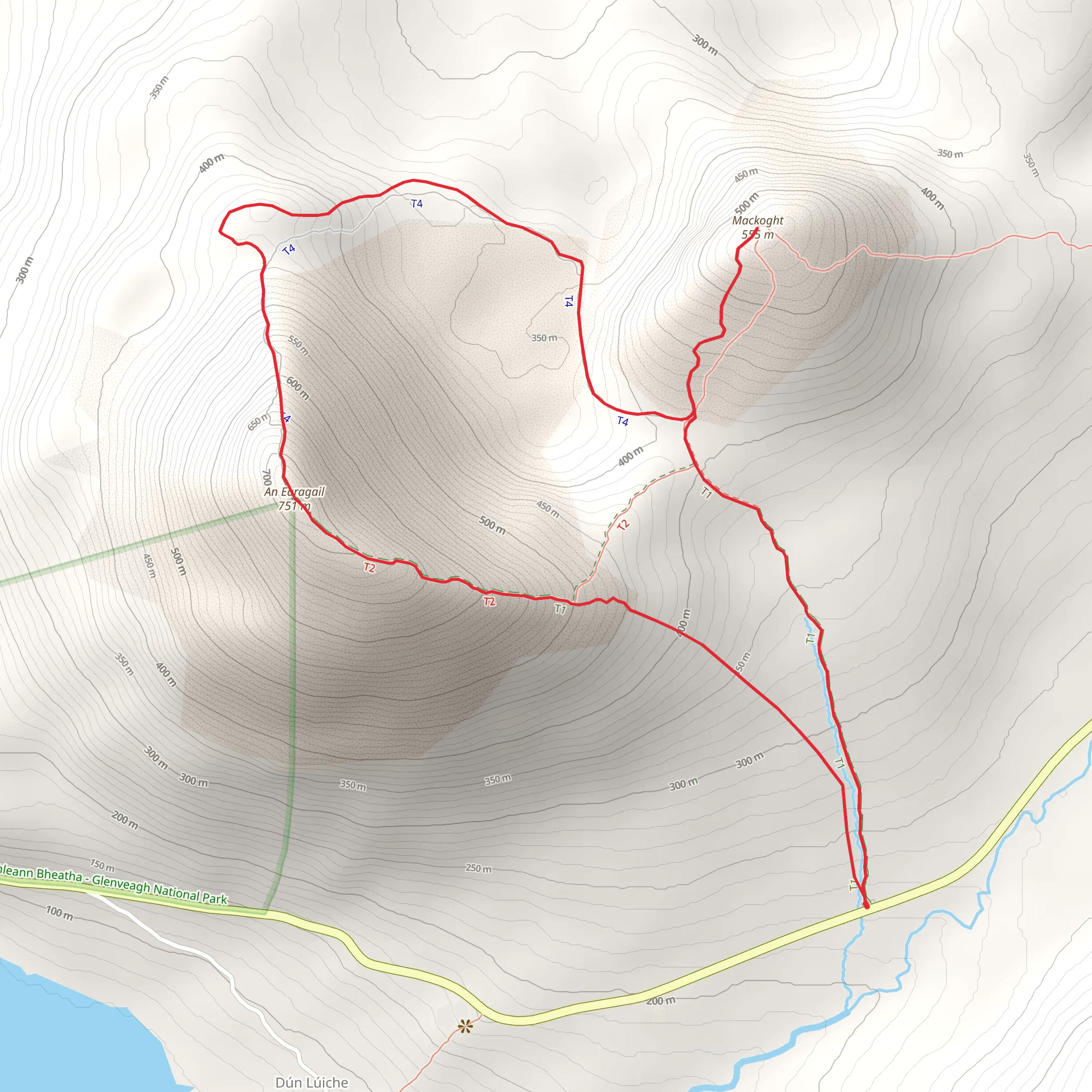 Mackoght and An Errigal Loop mobile static map