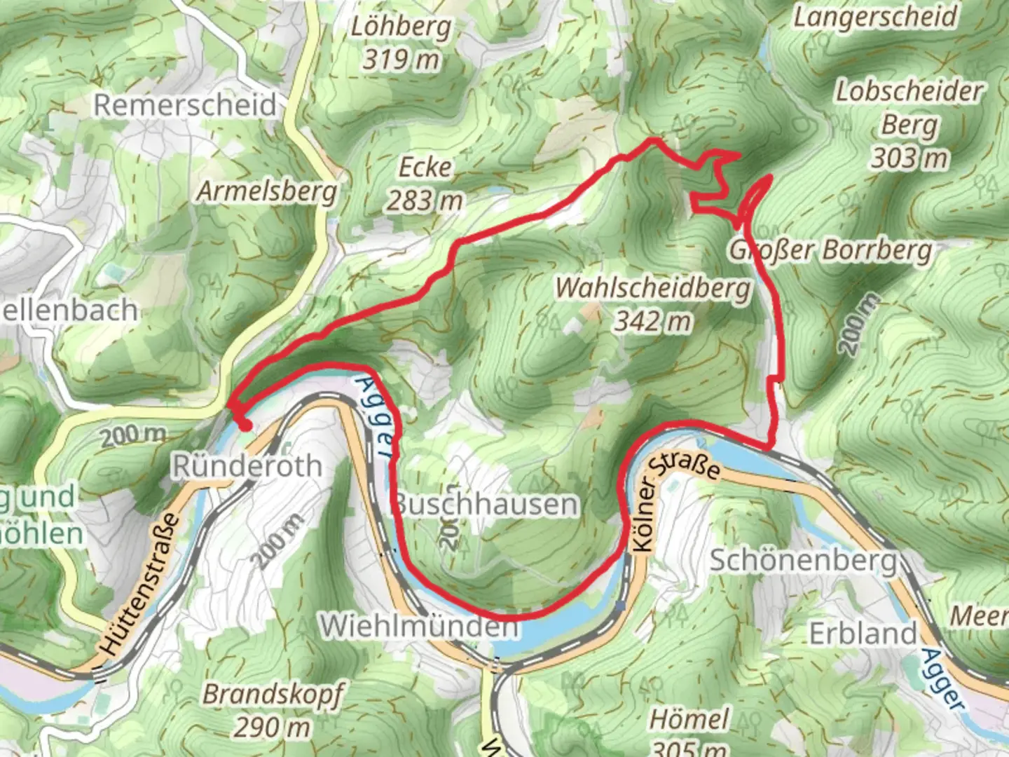 An image depicting the trail Haldyturm, Dorrenberg Loop via Panoramaweg Nord and Zum Oesinghauser Feld and its surrounding area.
