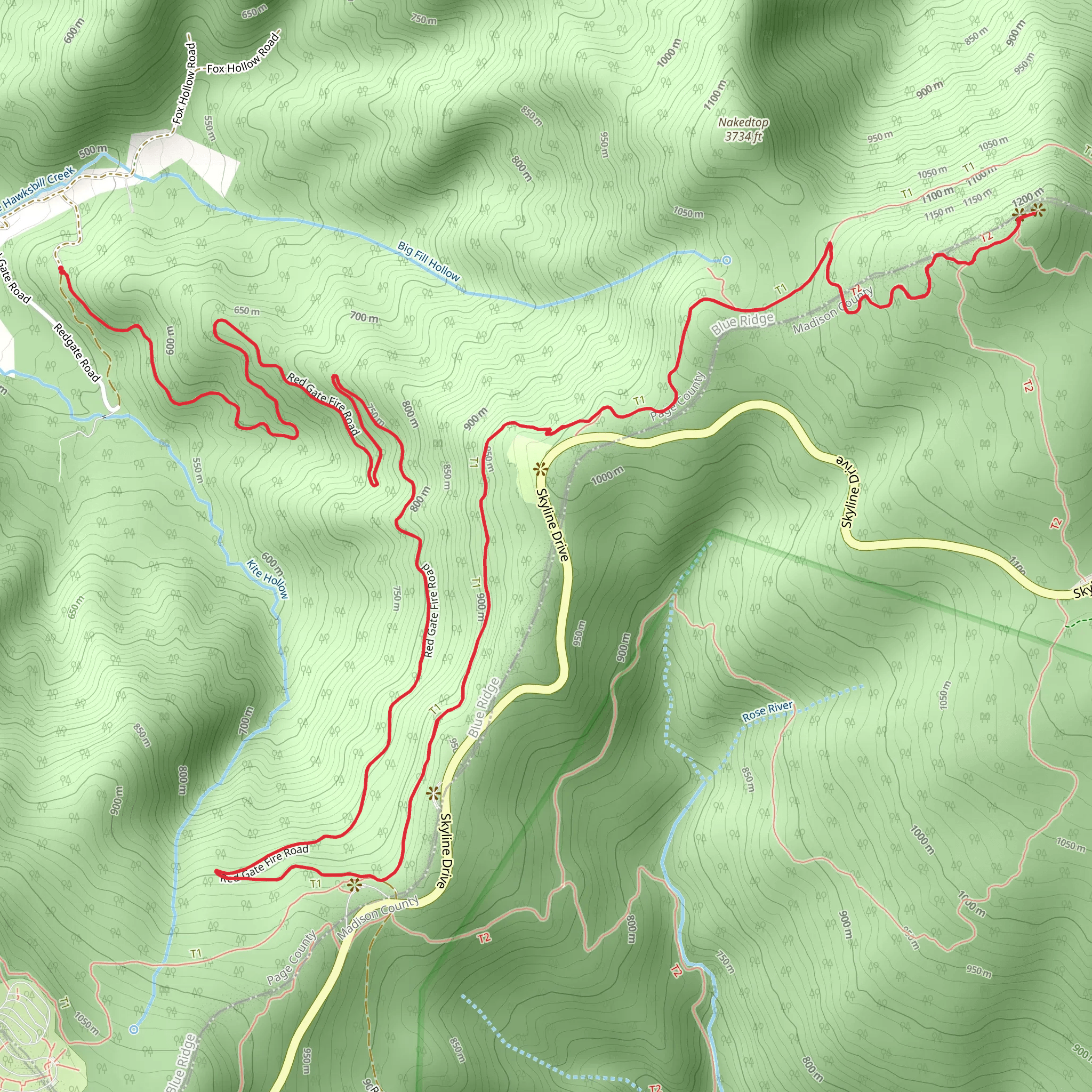 Hawksbill via Red Gate and Appalachian Trail mobile static map