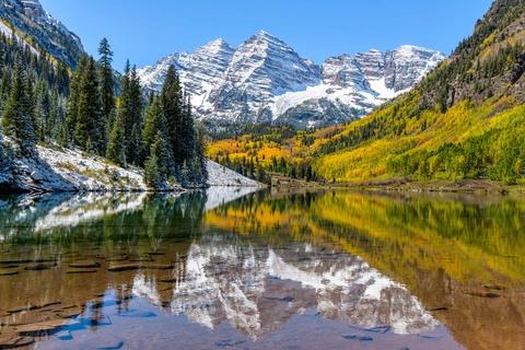 An image depicting the trail Maroon Lake to Snowmass Lake and its surrounding area.