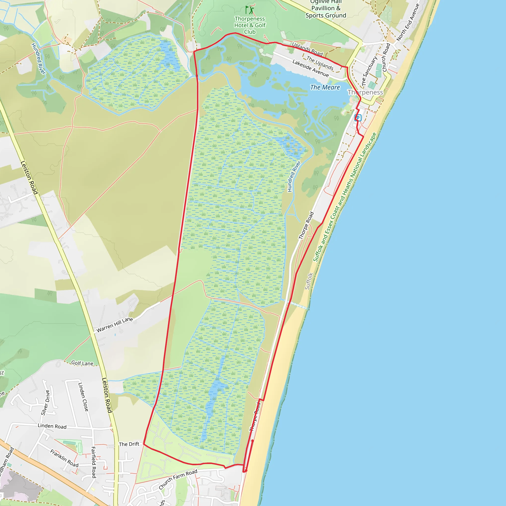 Thorpeness Meare and Marsh Loop mobile static map