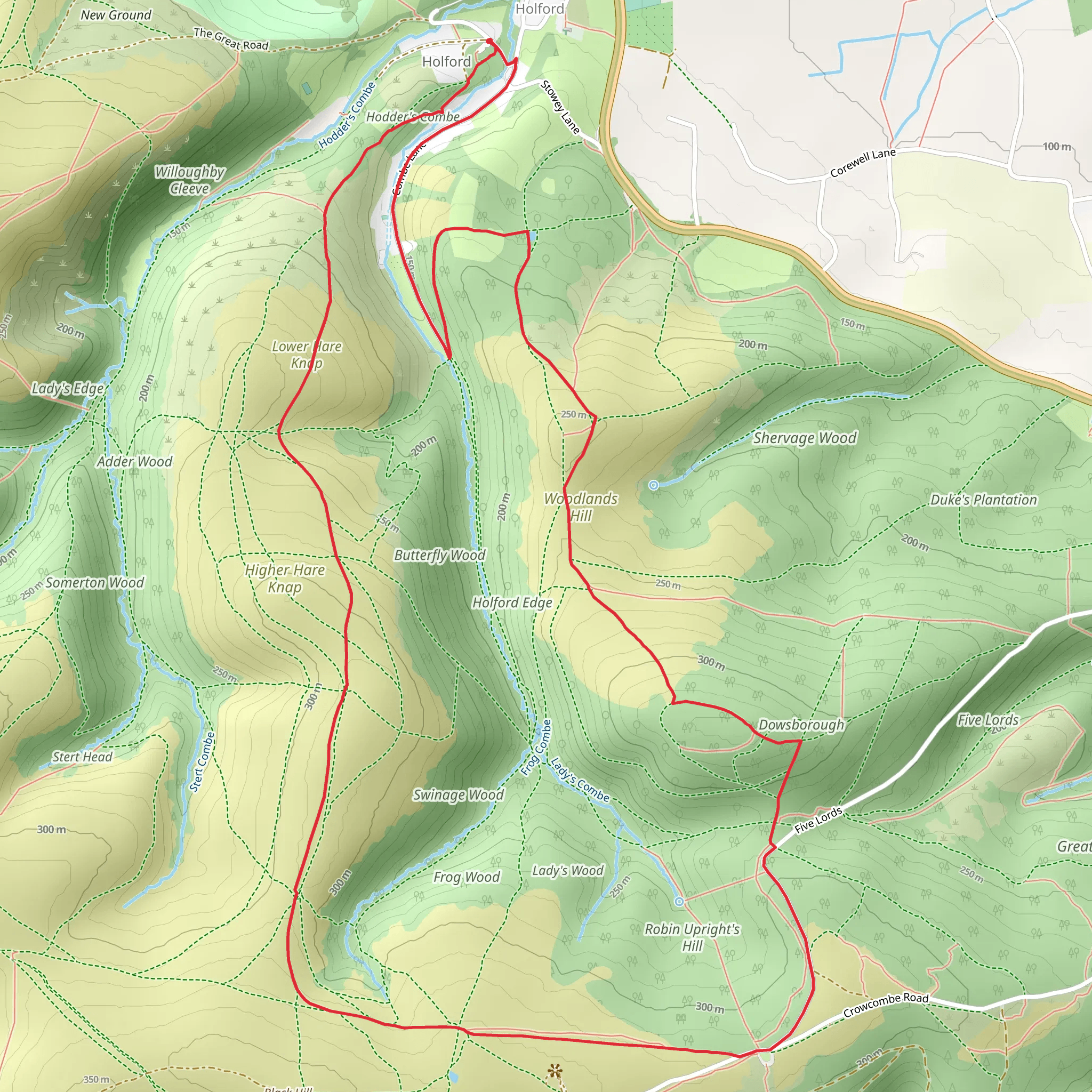 Dowsborough Fort from Holford mobile static map
