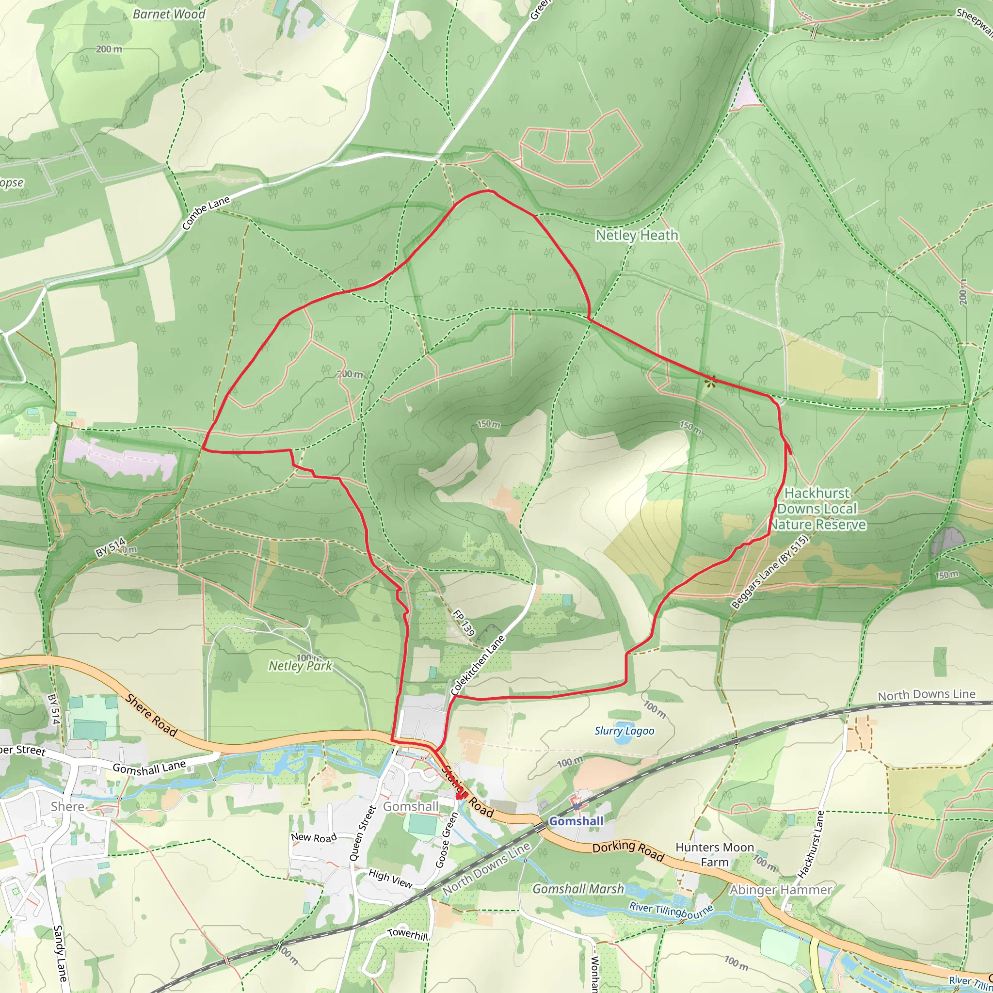Netley Heath and Colekitchen Hole Loop mobile static map