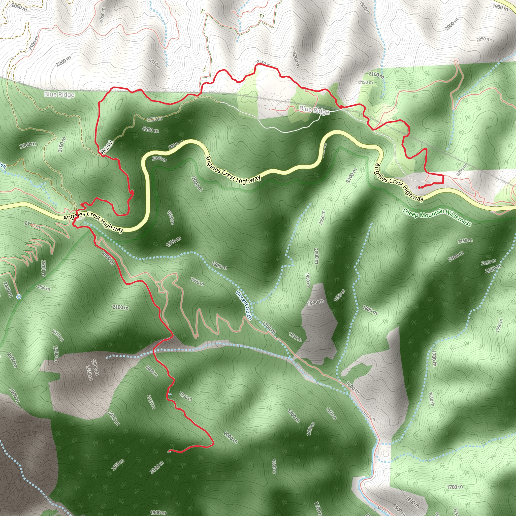 Vincent Gap and PCT mobile static map