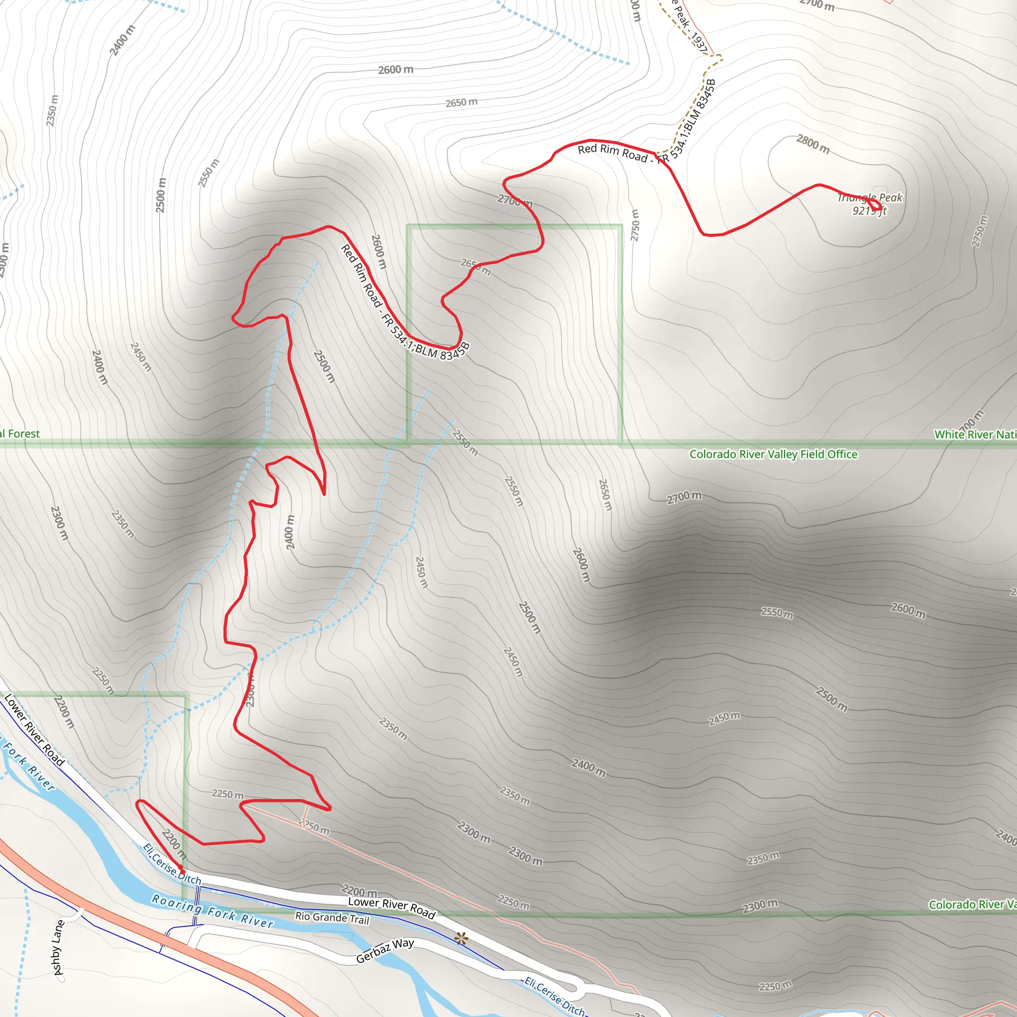 Triangle Peak Trail mobile static map