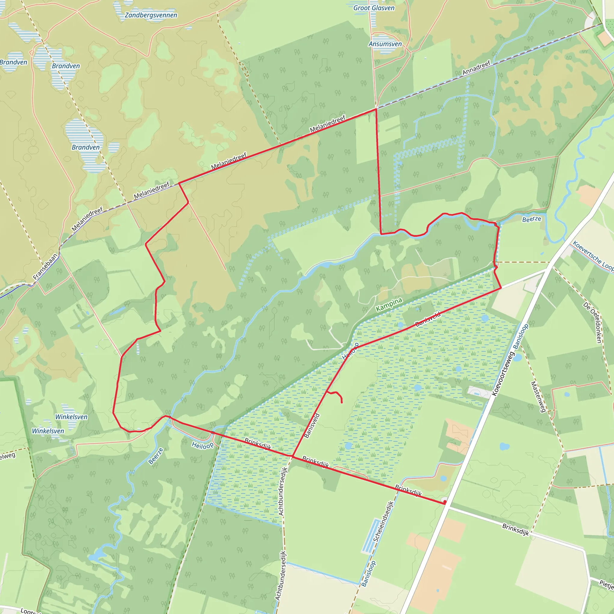 Uitzichttoren, Banisveld and Mariadreef Loop mobile static map