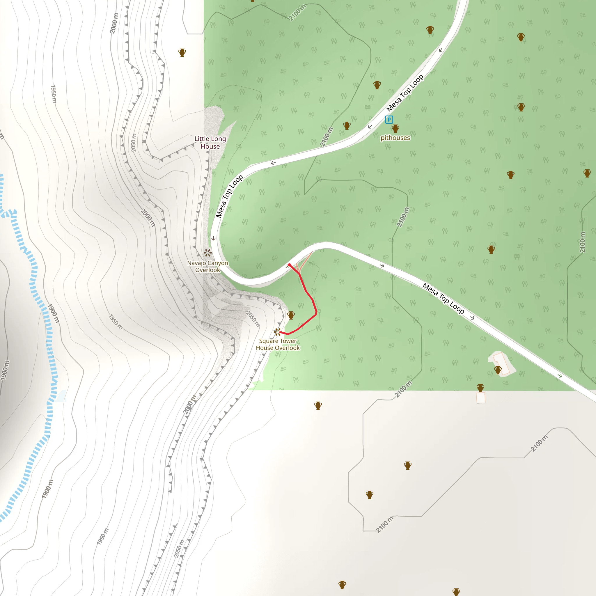Square Tower House Overlook Trail mobile static map
