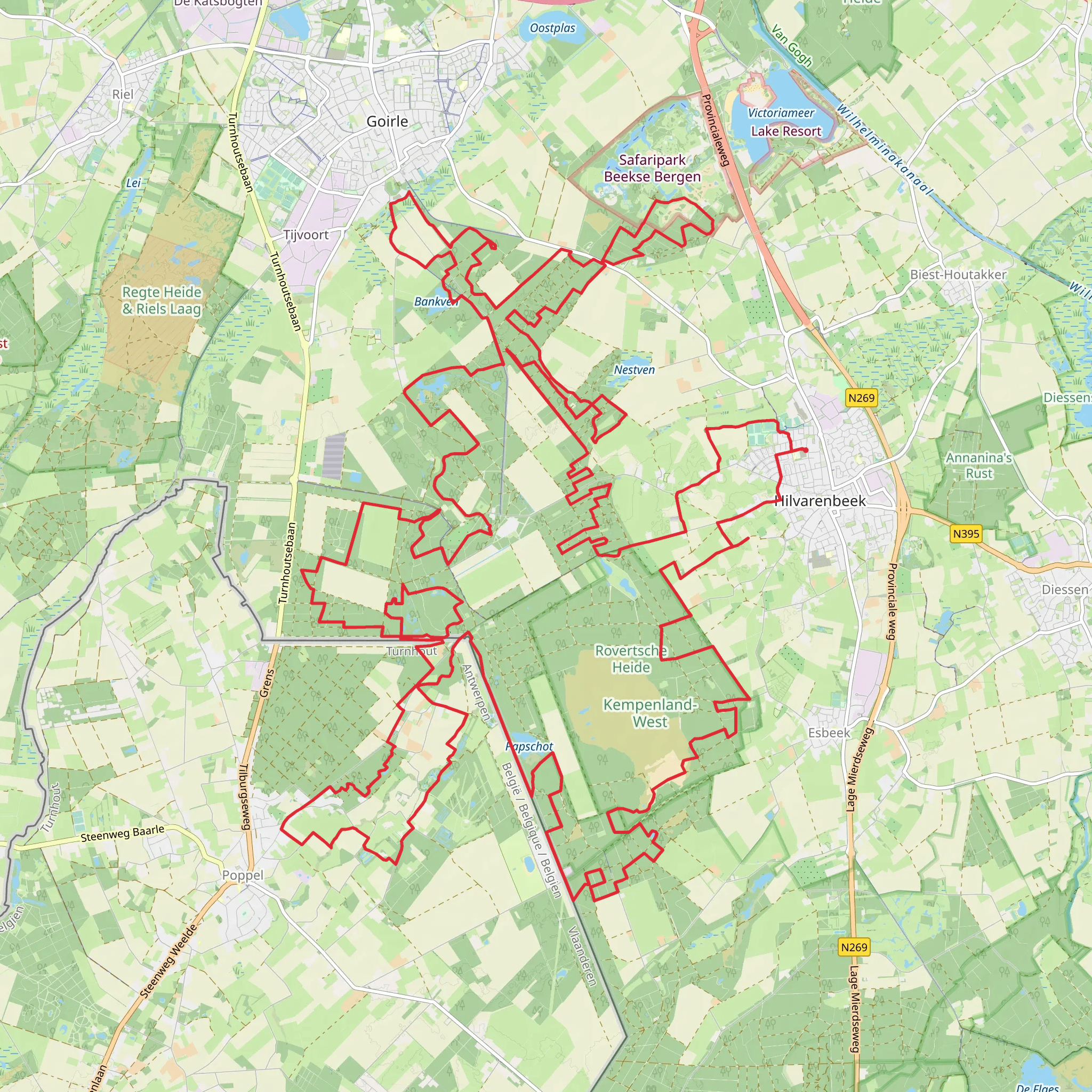 De Witte Duinen, Bankven, Uitzichttoren and Rovertsche Heide Loop mobile static map