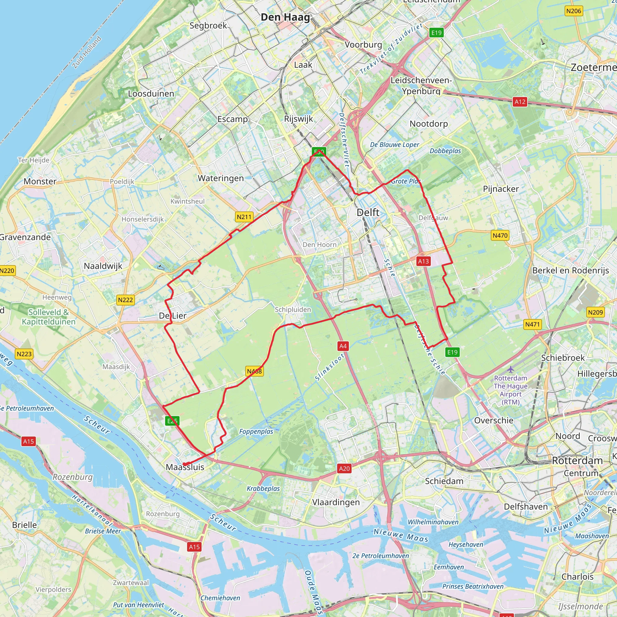 Maasluiseweg, Sint Maartensrechtpad and Gaagpad Loop mobile static map