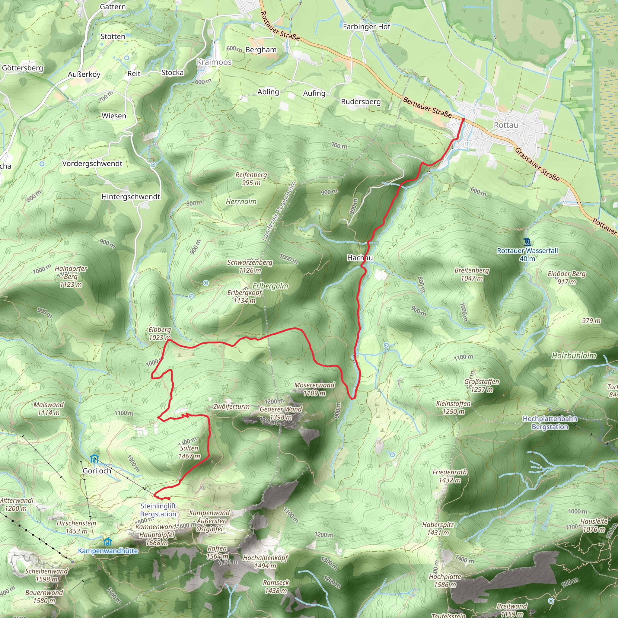 Grassau and Rottau to Steinlingalm via Genial Vital 4 mobile static map