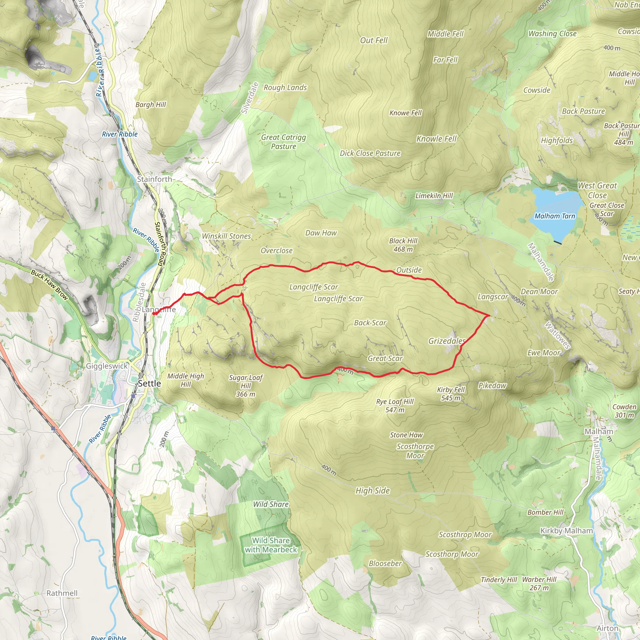 Nappa Cross and Victoria Cave from Langcliffe mobile static map