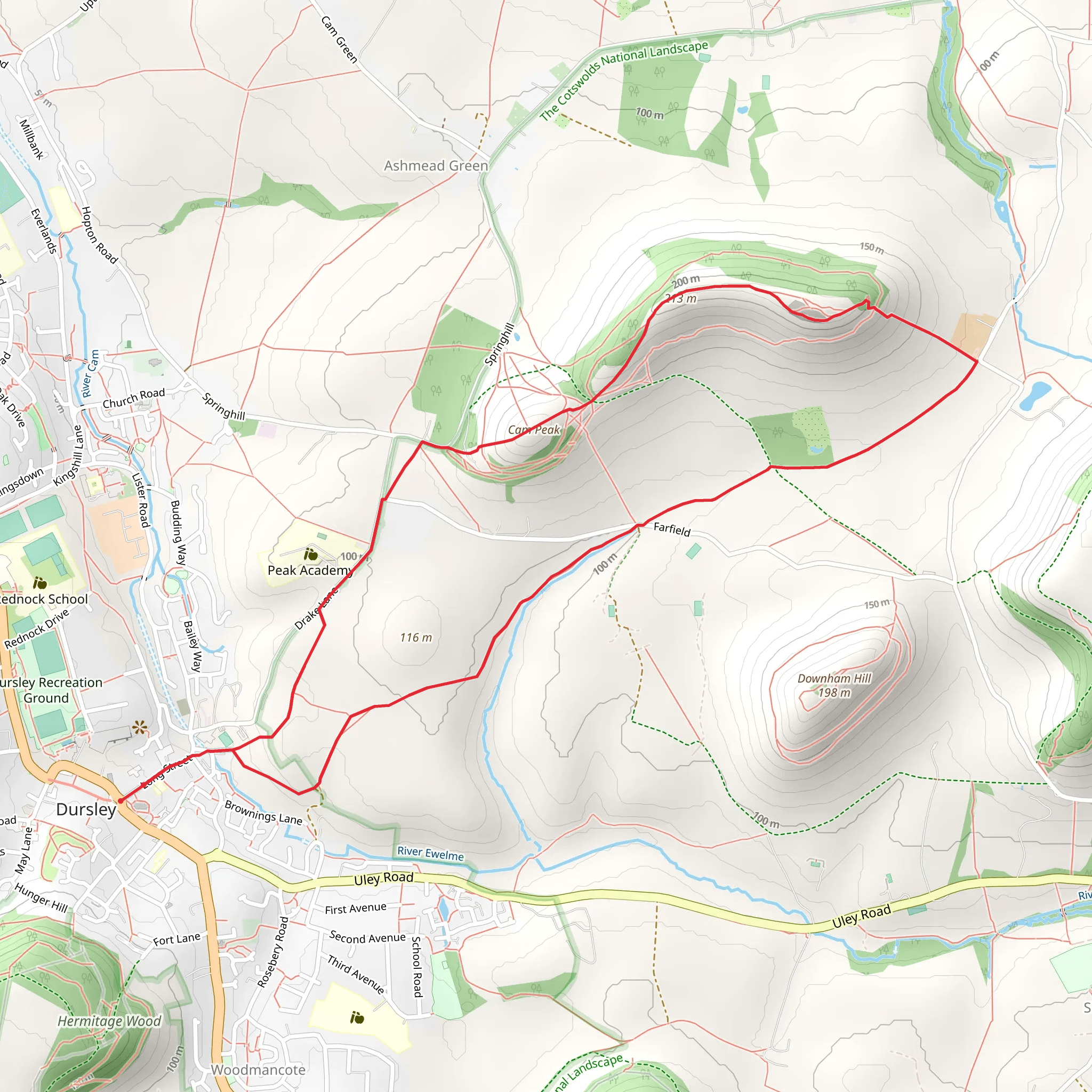 Cam Peak Dursley Loop mobile static map