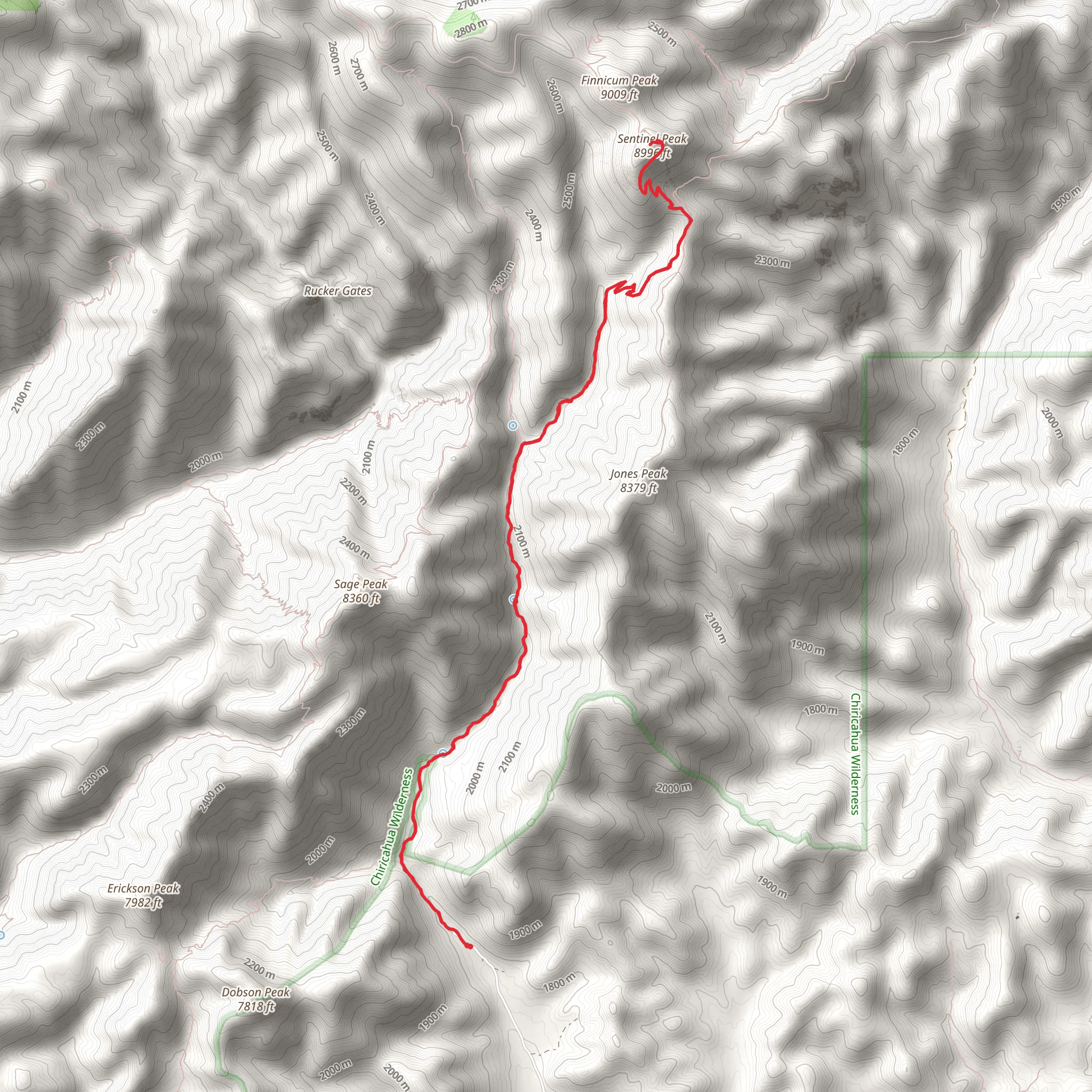 Sentinel Peak via Baker Canyon Trail mobile static map