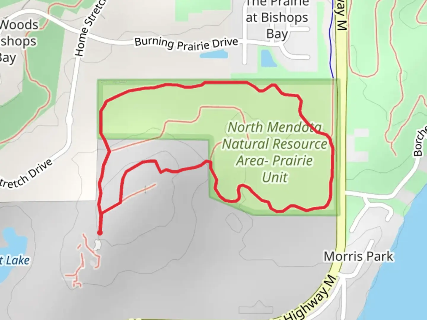 An image depicting the trail North Prairie Loop Trail and its surrounding area.
