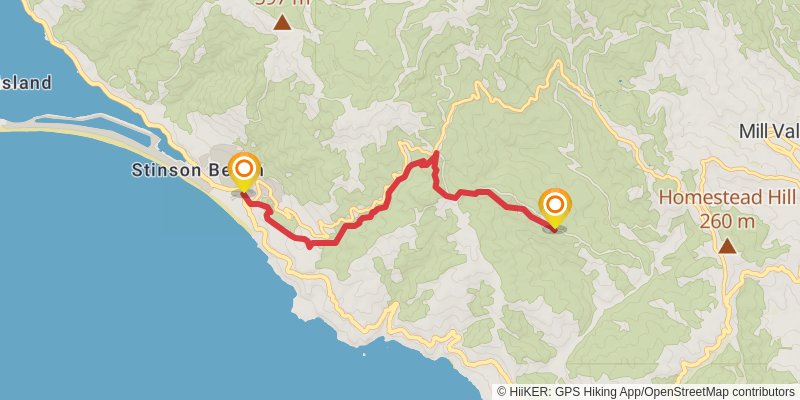 Stinson Beach and Muir Woods Loop Trail stage 2 Map