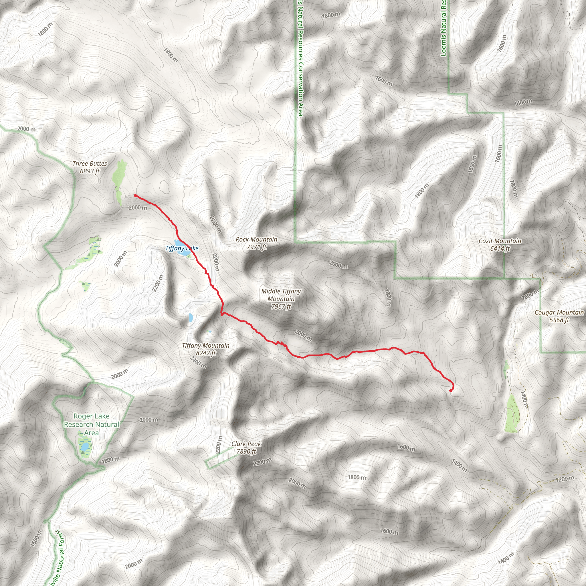 Tiffany Lake Trail mobile static map