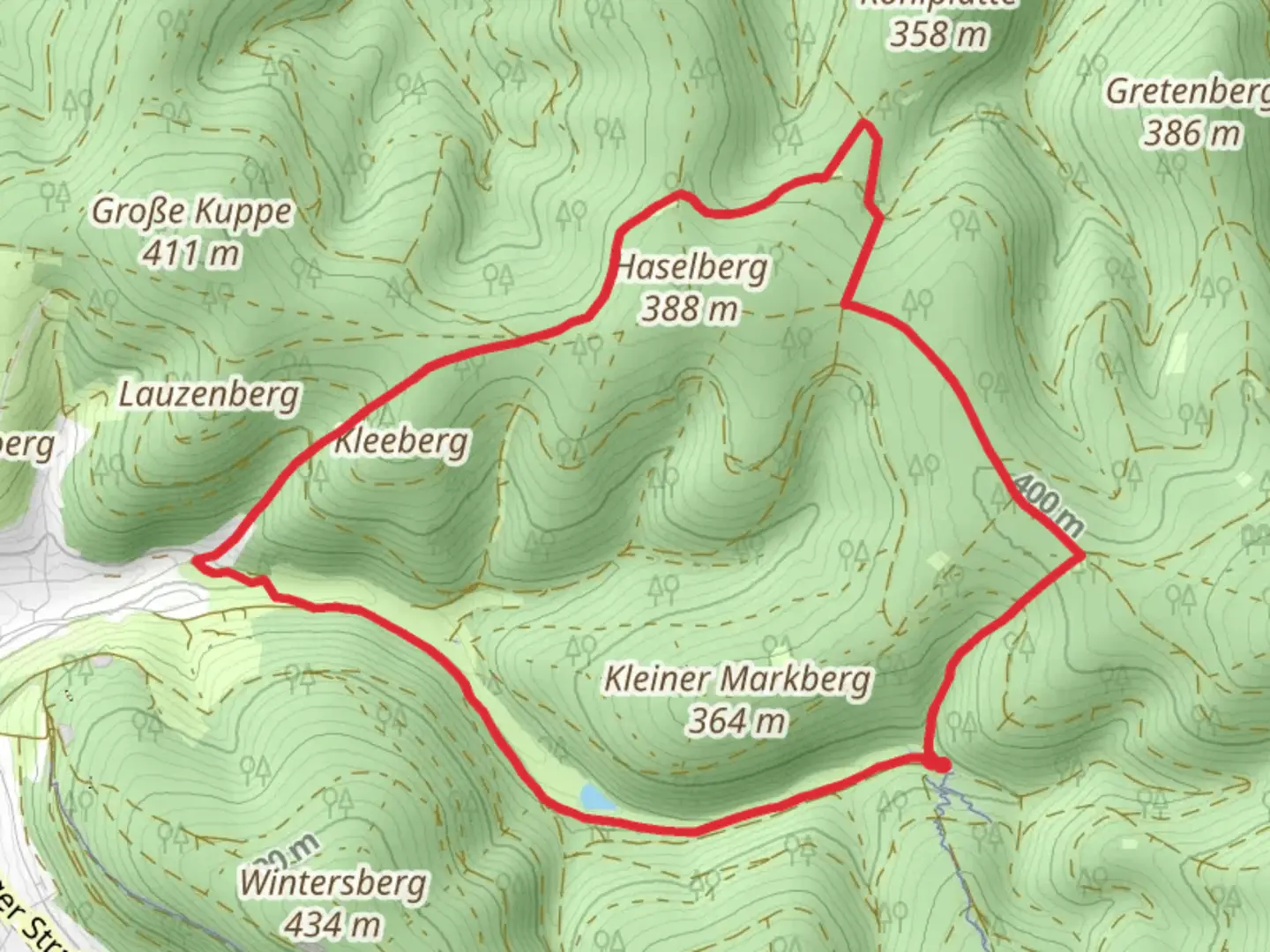 An image depicting the trail Bad Orb Zubringerweg and Spessartweg and its surrounding area.