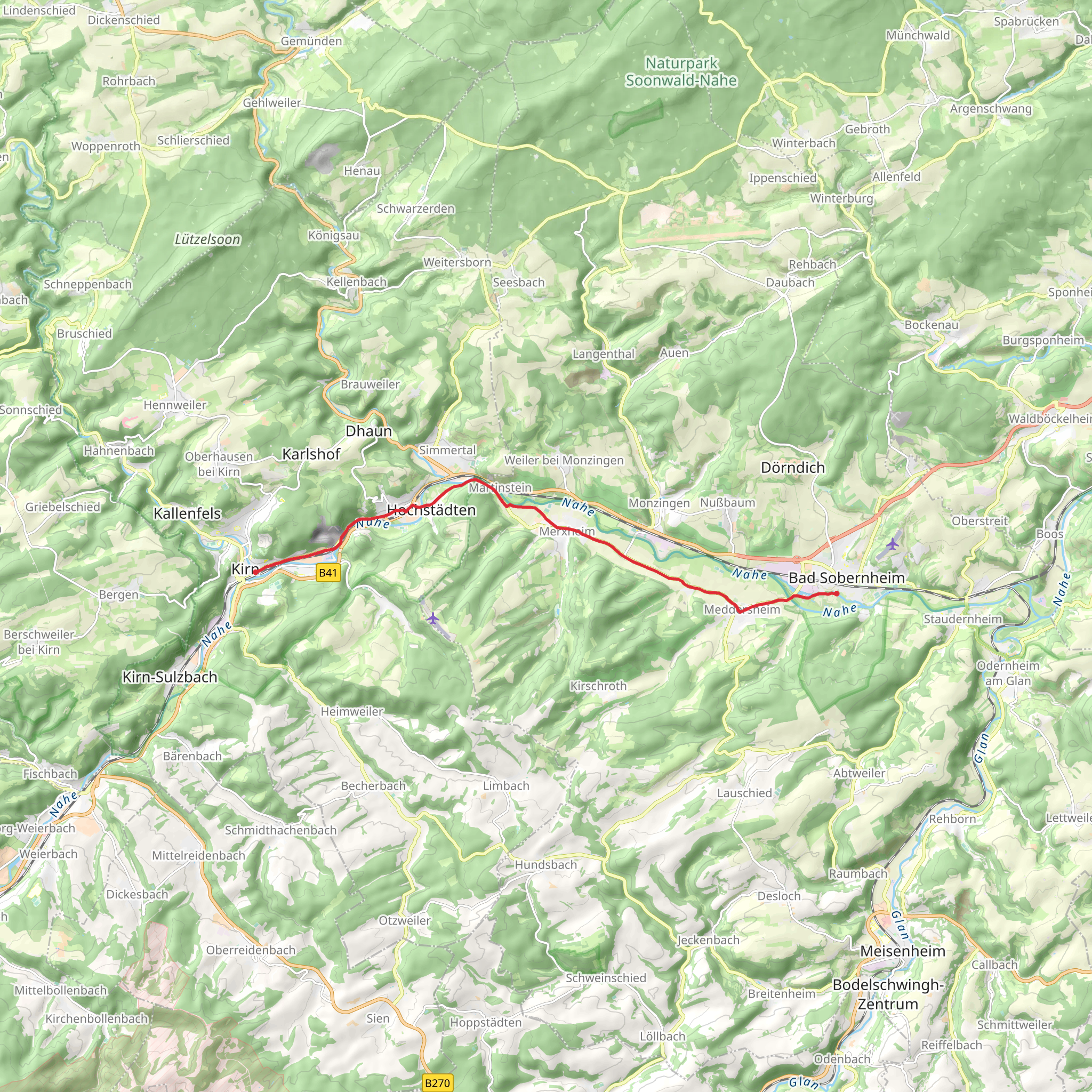 Kirn to Bad Sobernheim Walk mobile static map
