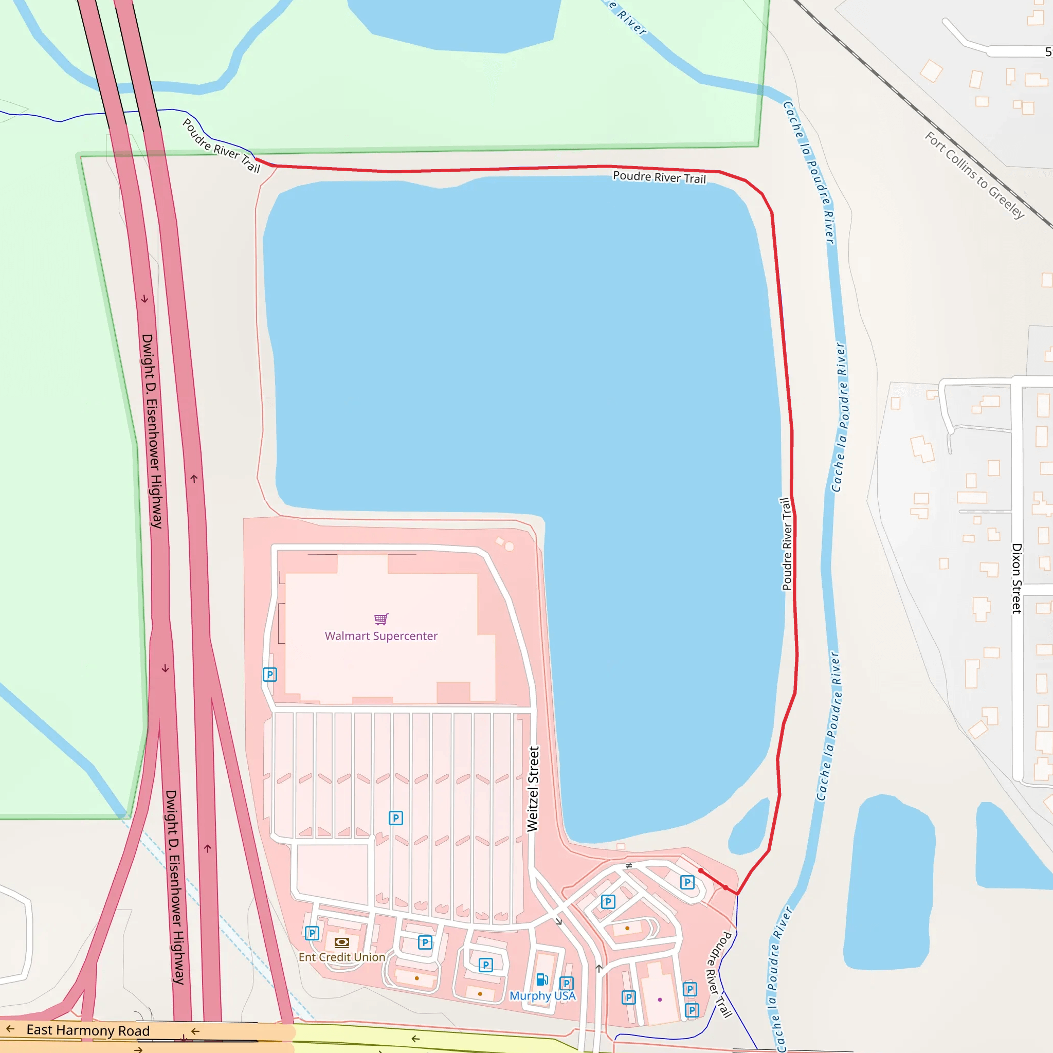 Poudre River Trail Out and Back mobile static map