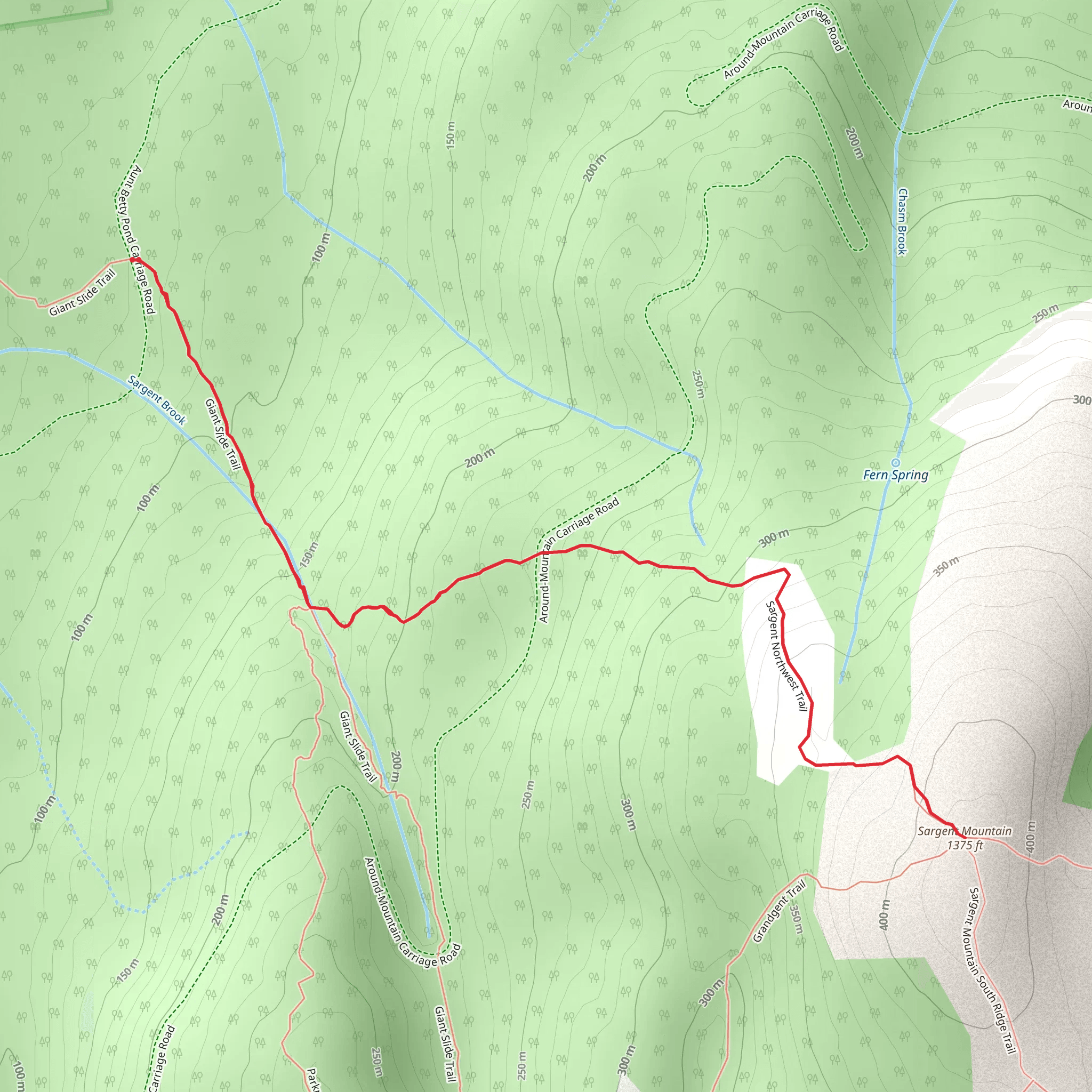Sargent Northwest Trail via Giant Slide Trail mobile static map
