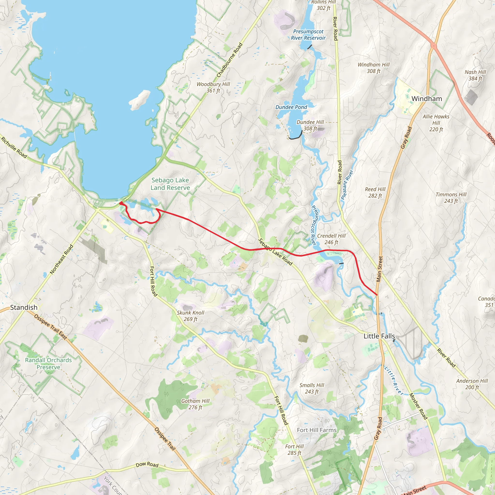 Crendell Hill via Sebago to the Sea Trail mobile static map