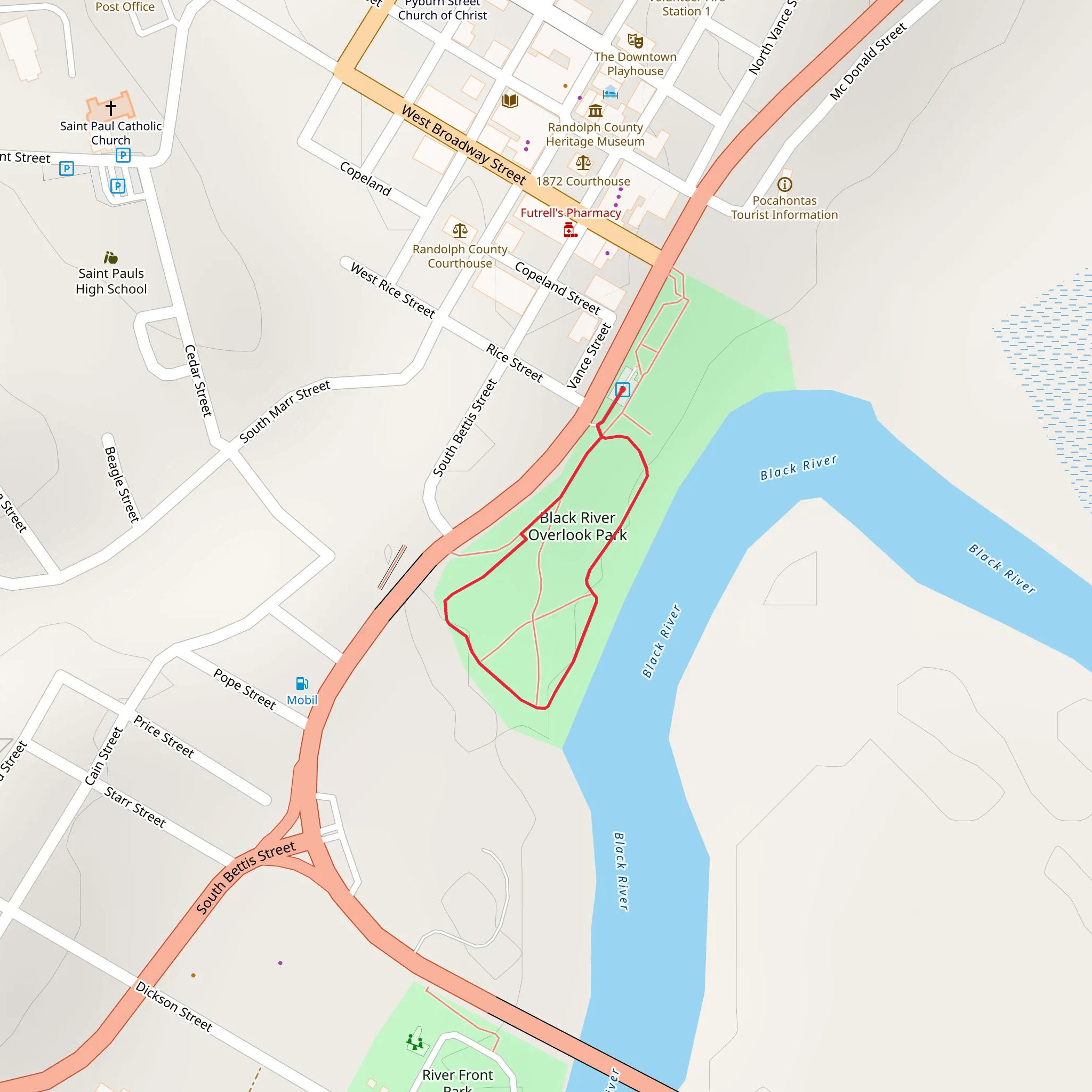 Black River Overlook Park Loop mobile static map