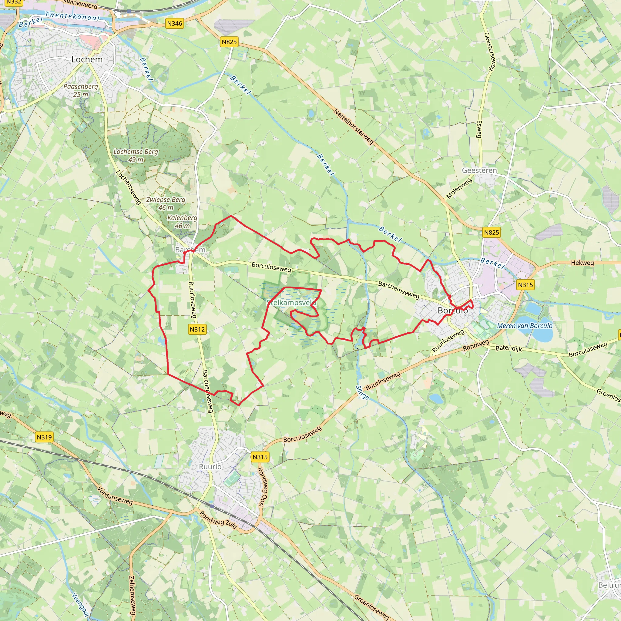 Graafschapspad, Rondje Barchem and Stelkampsveld Borculo mobile static map