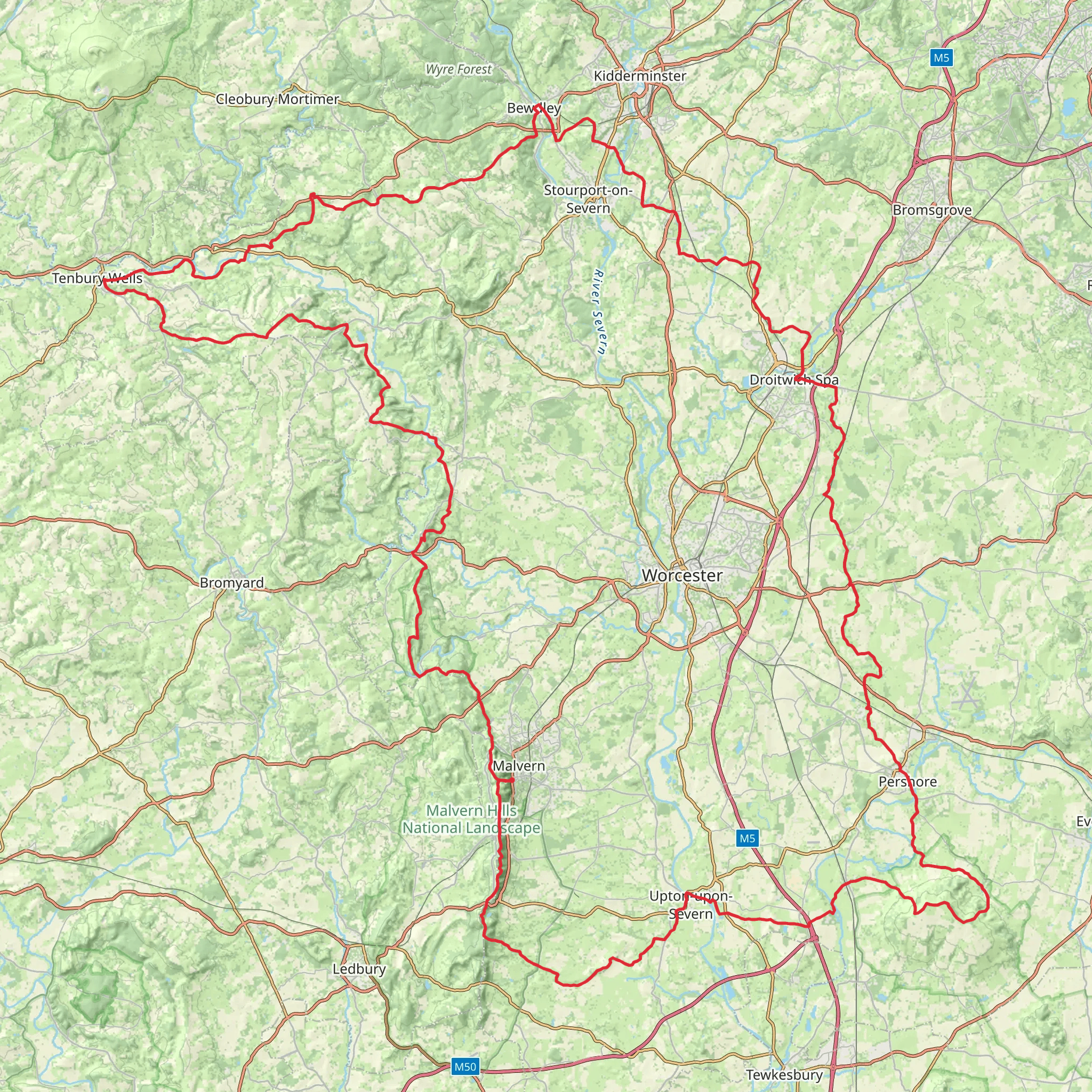 Worcestershire Loop from Great Malvern mobile static map