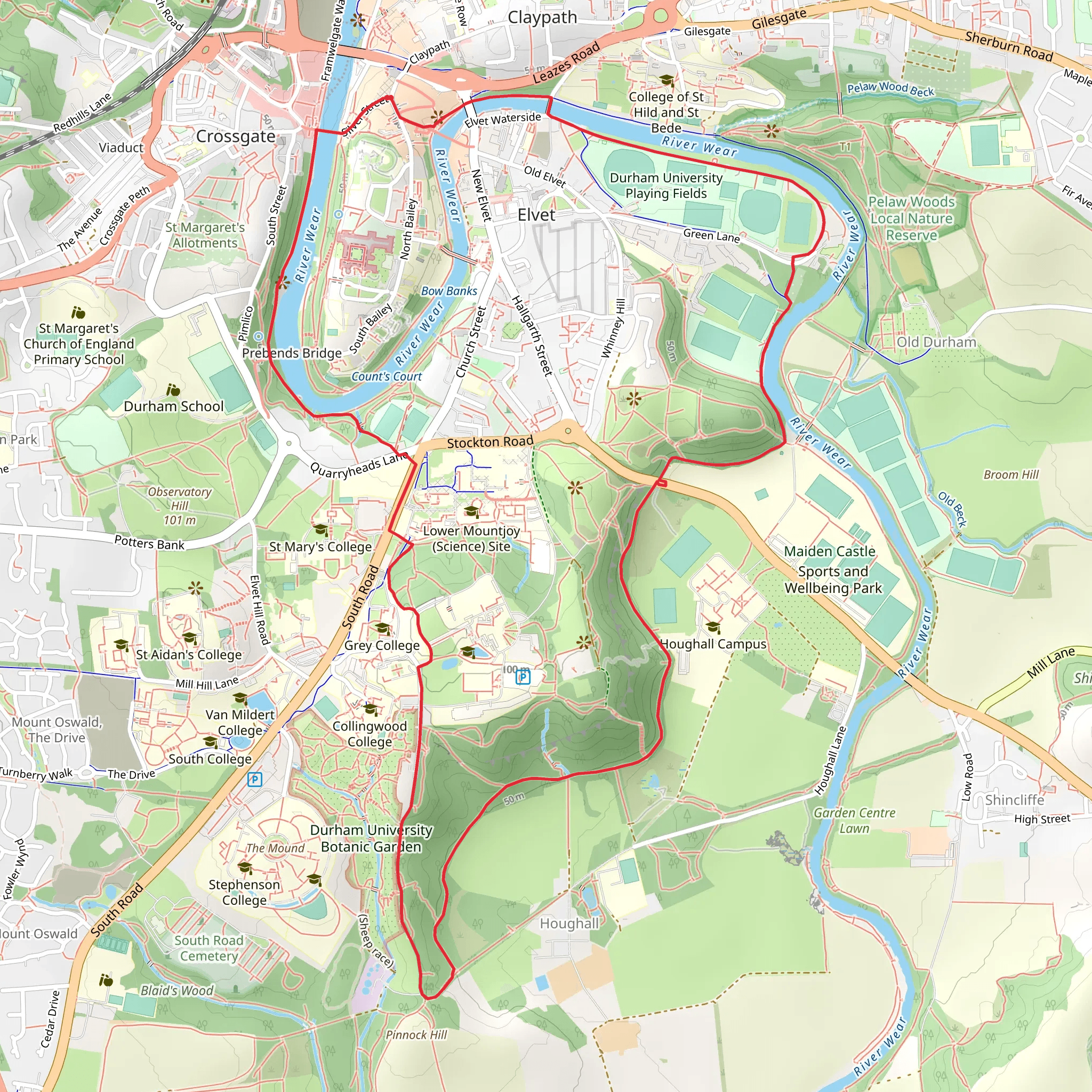 City of Durham and the River Wear mobile static map