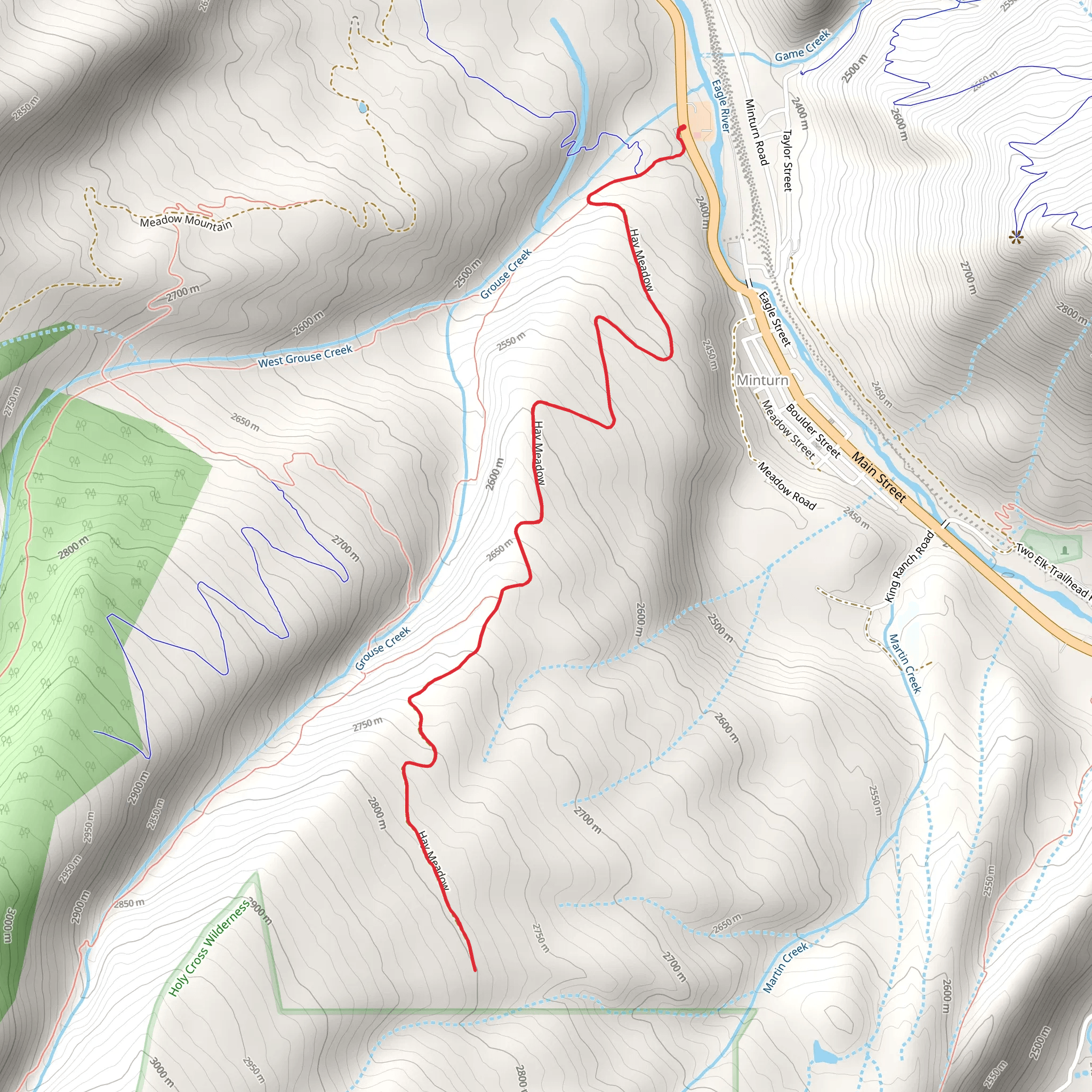 Hay Meadow Trail mobile static map