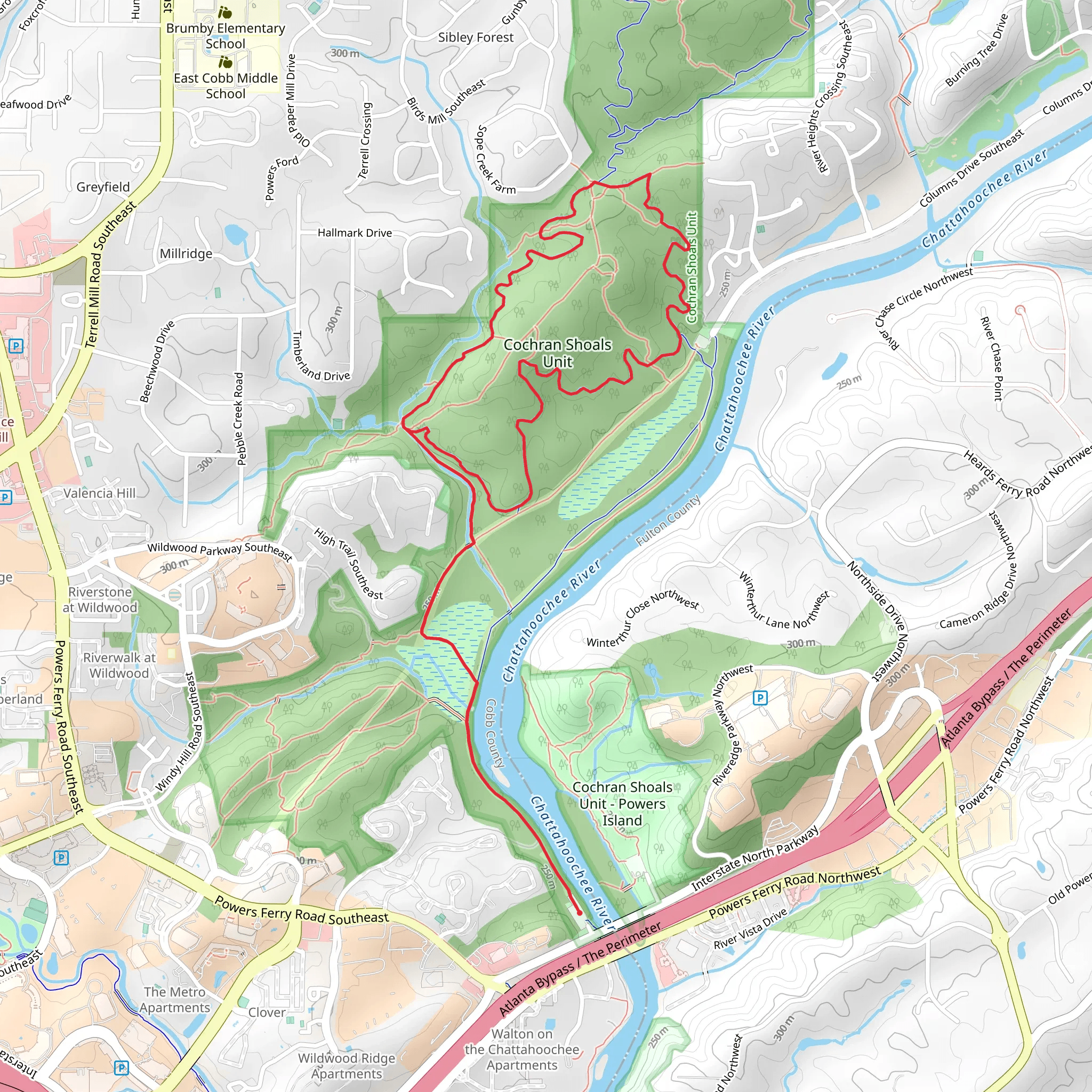 Cochran Shoals - Chattahoochee River Loop mobile static map